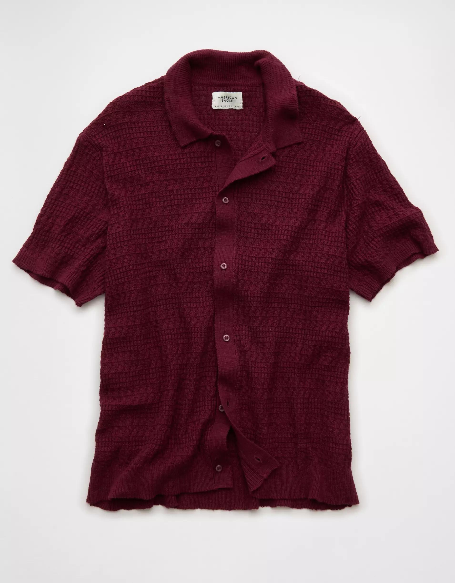 AE Weekend Button-Up Sweater Polo Shirt Product Image
