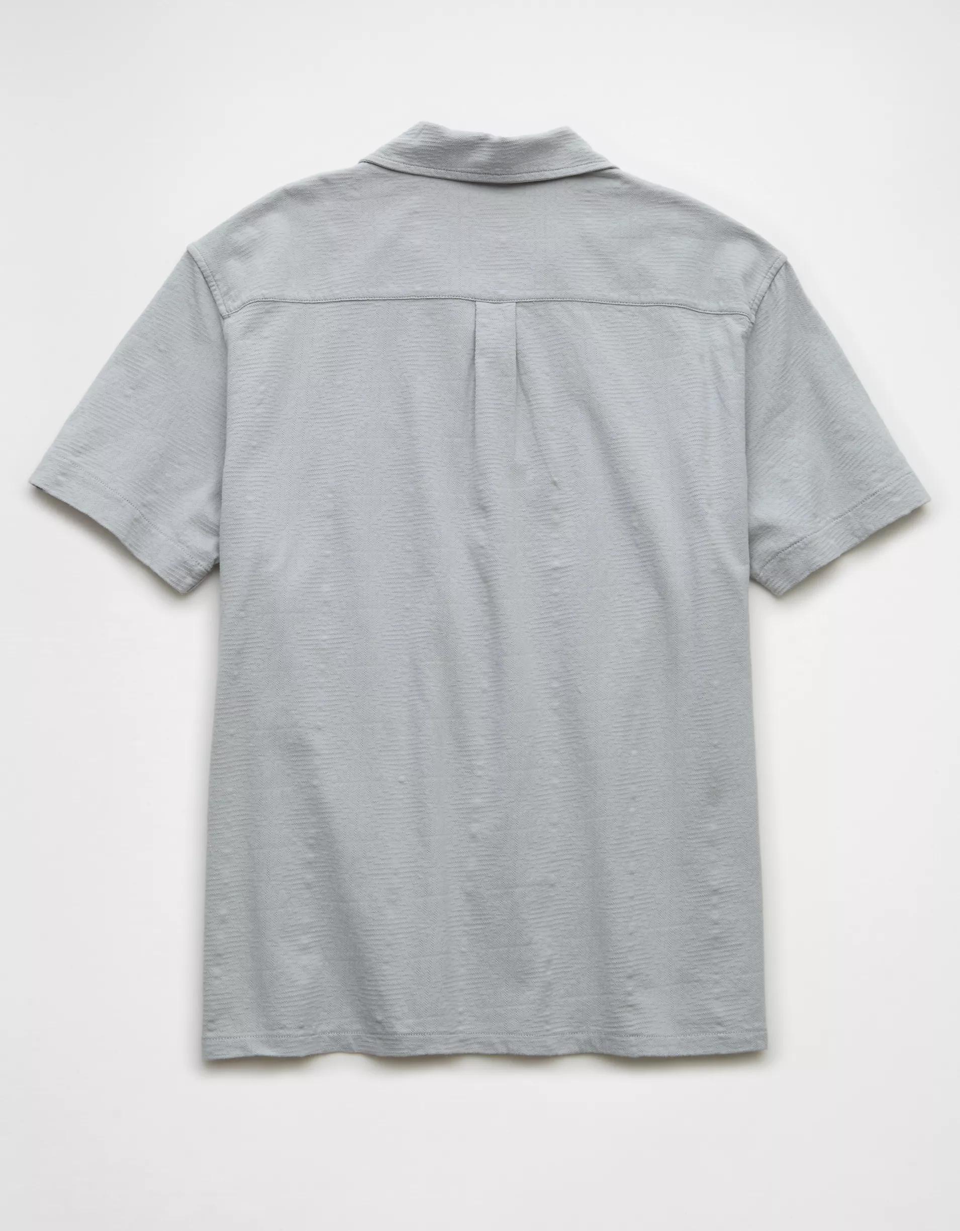 AE Jacquard Textured Button-Up Polo Shirt Product Image