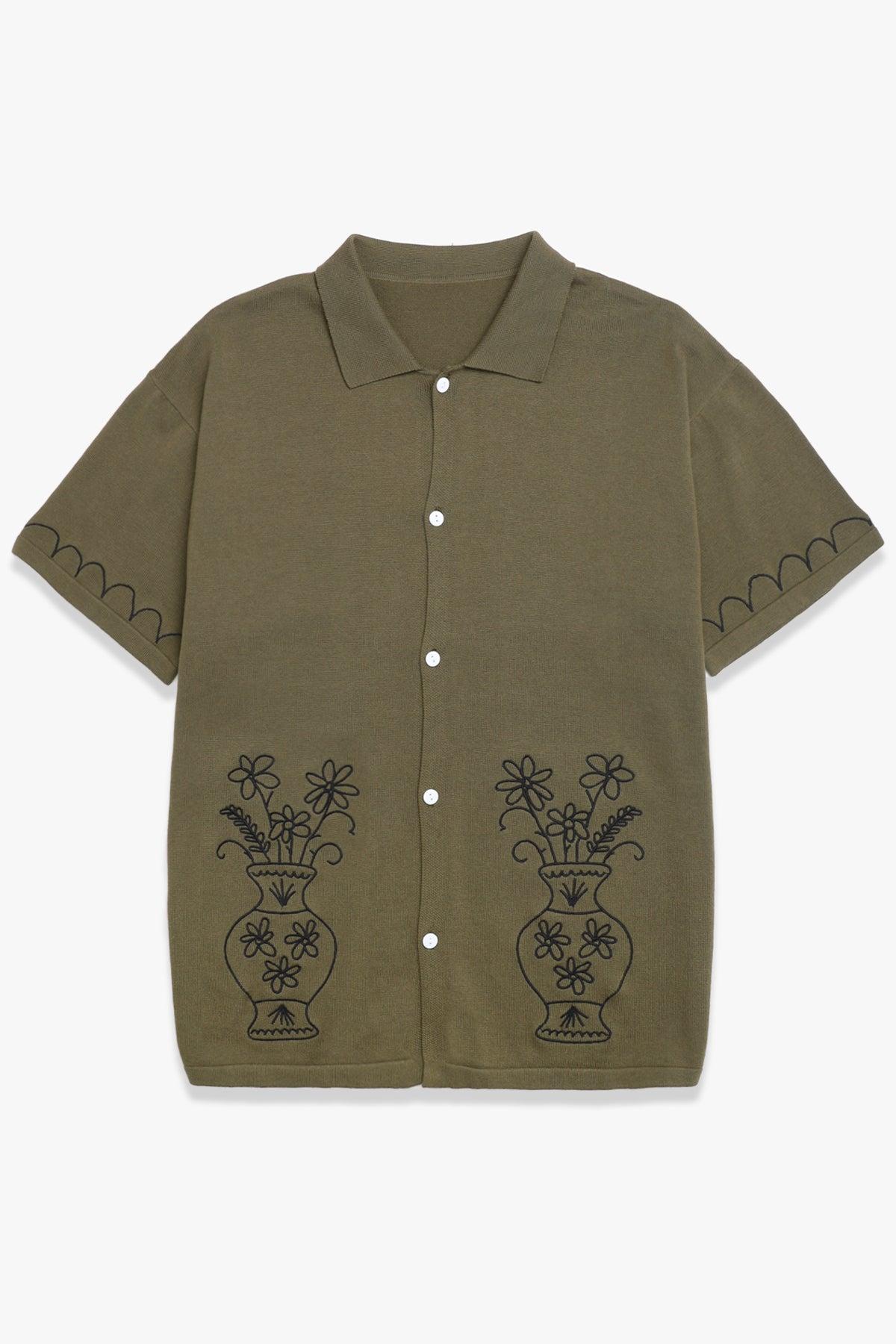 Knitted Vase Shirt - Olive Product Image