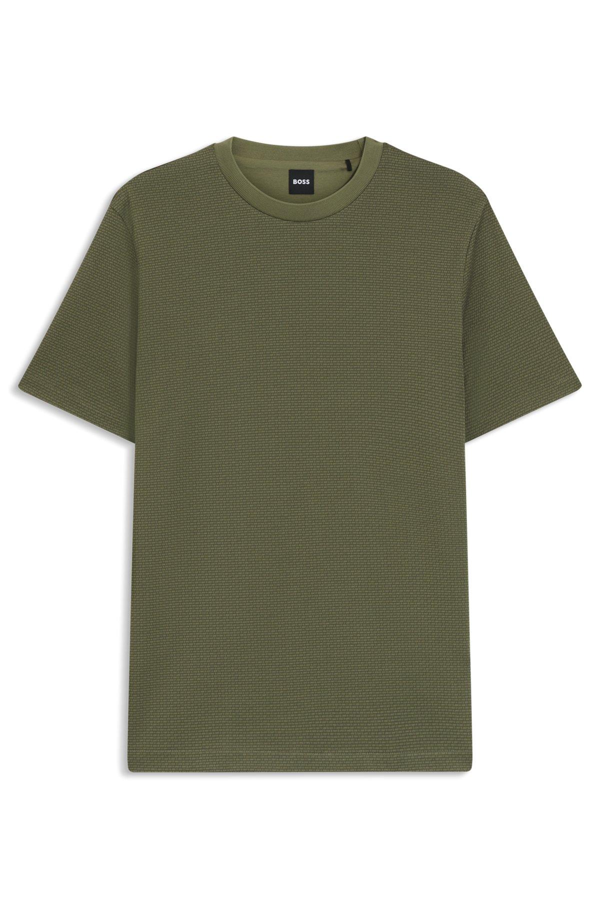 Geometric-jacquard T-shirt in mercerized cotton Product Image