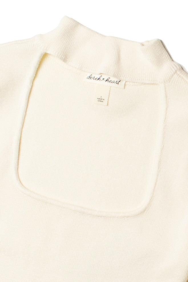 Egret Ribbed Mock Neck Cut Out Sweater Product Image