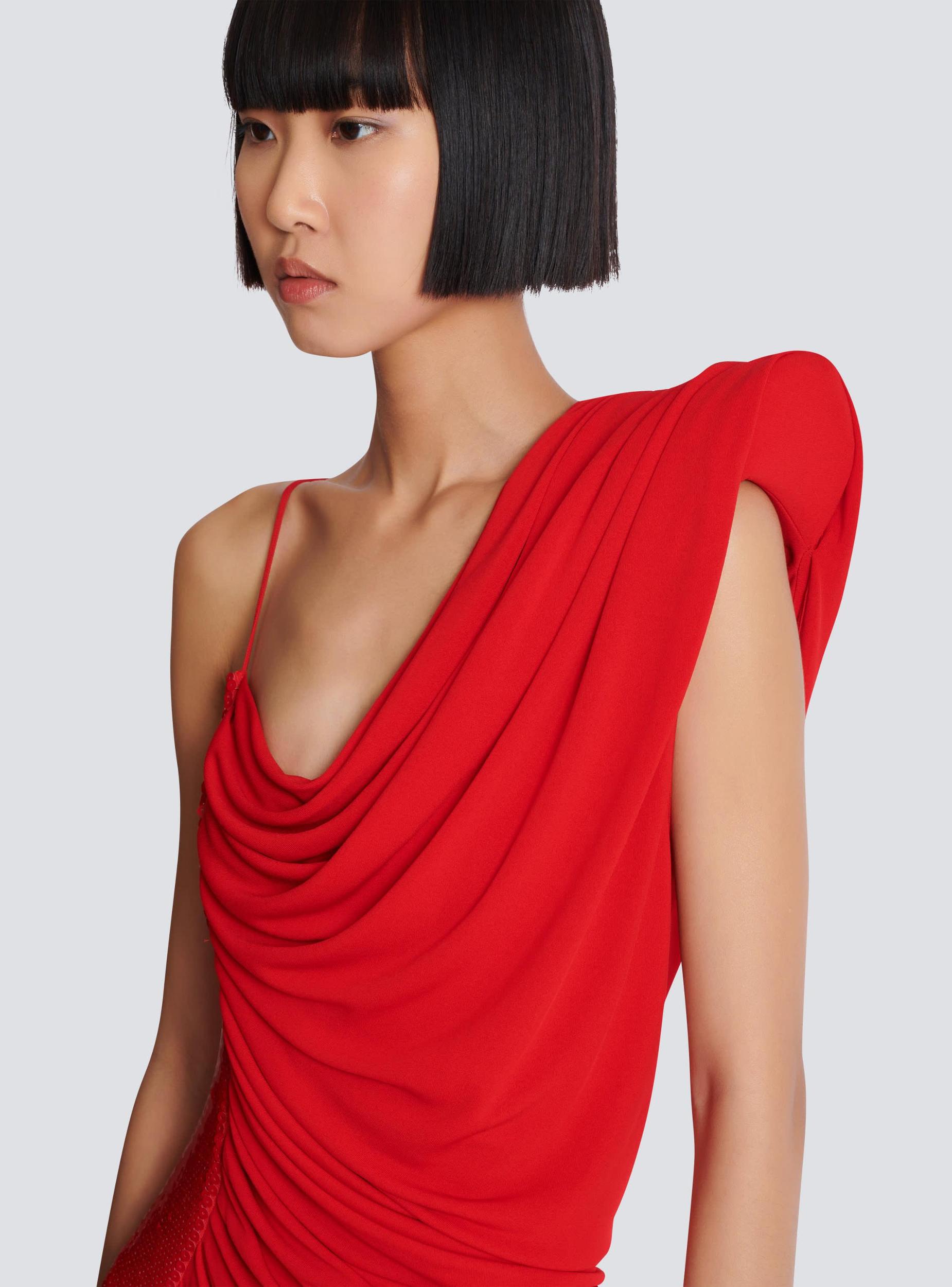 Draped asymmetrical rhinestone dress Product Image
