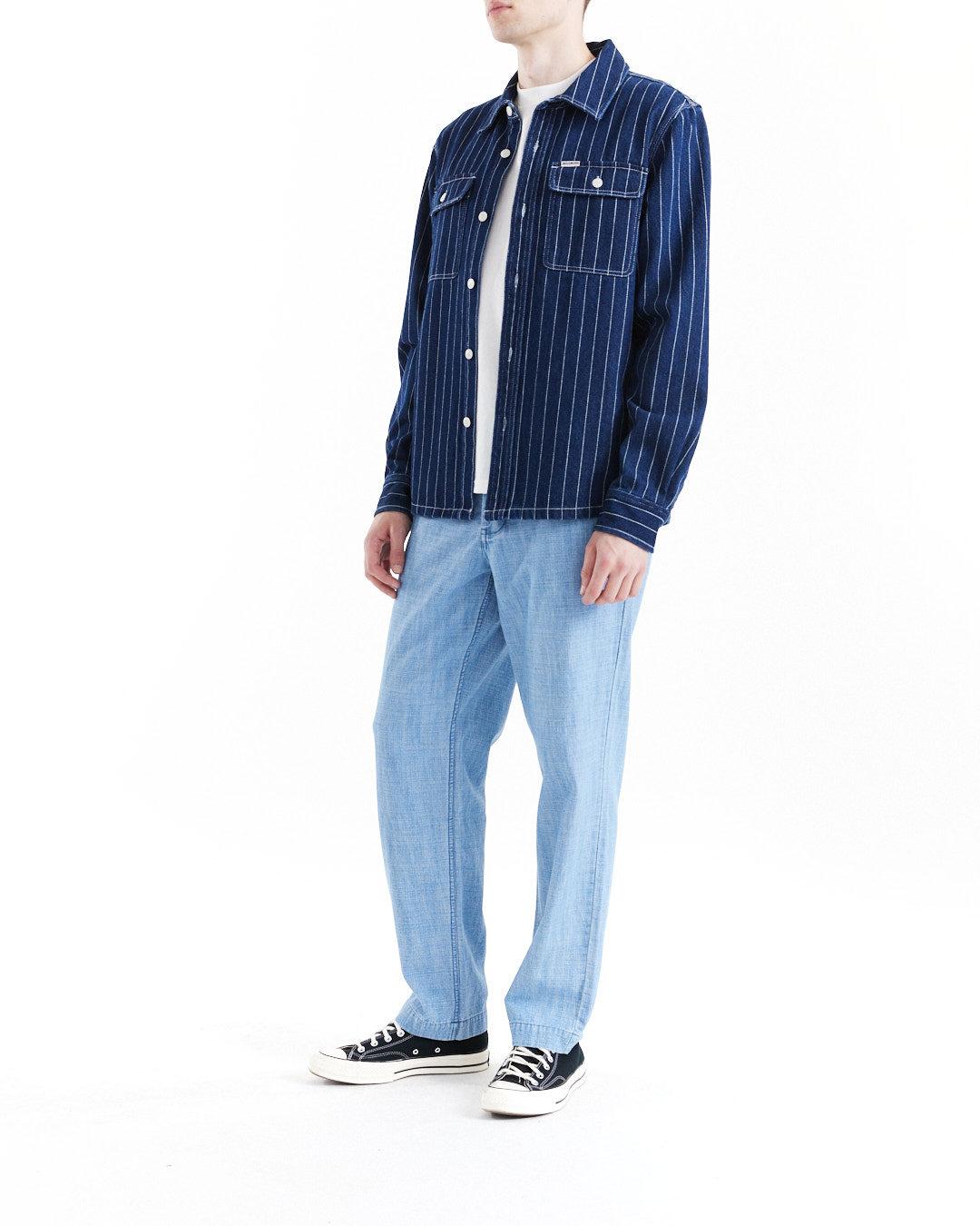 Vacay Stripe Denim Shirt - Indigo Product Image