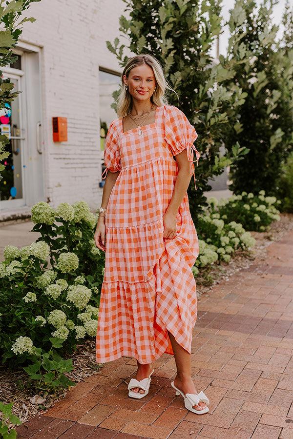 Sunkist Stroll Gingham Midi Dress Product Image