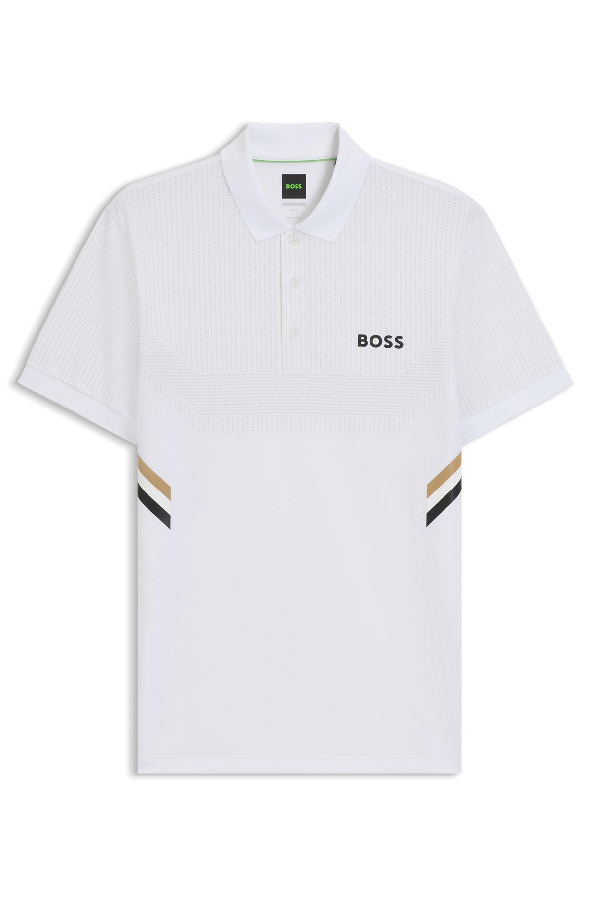 BOSS - Active slim-fit polo shirt with moisture management - White Product Image