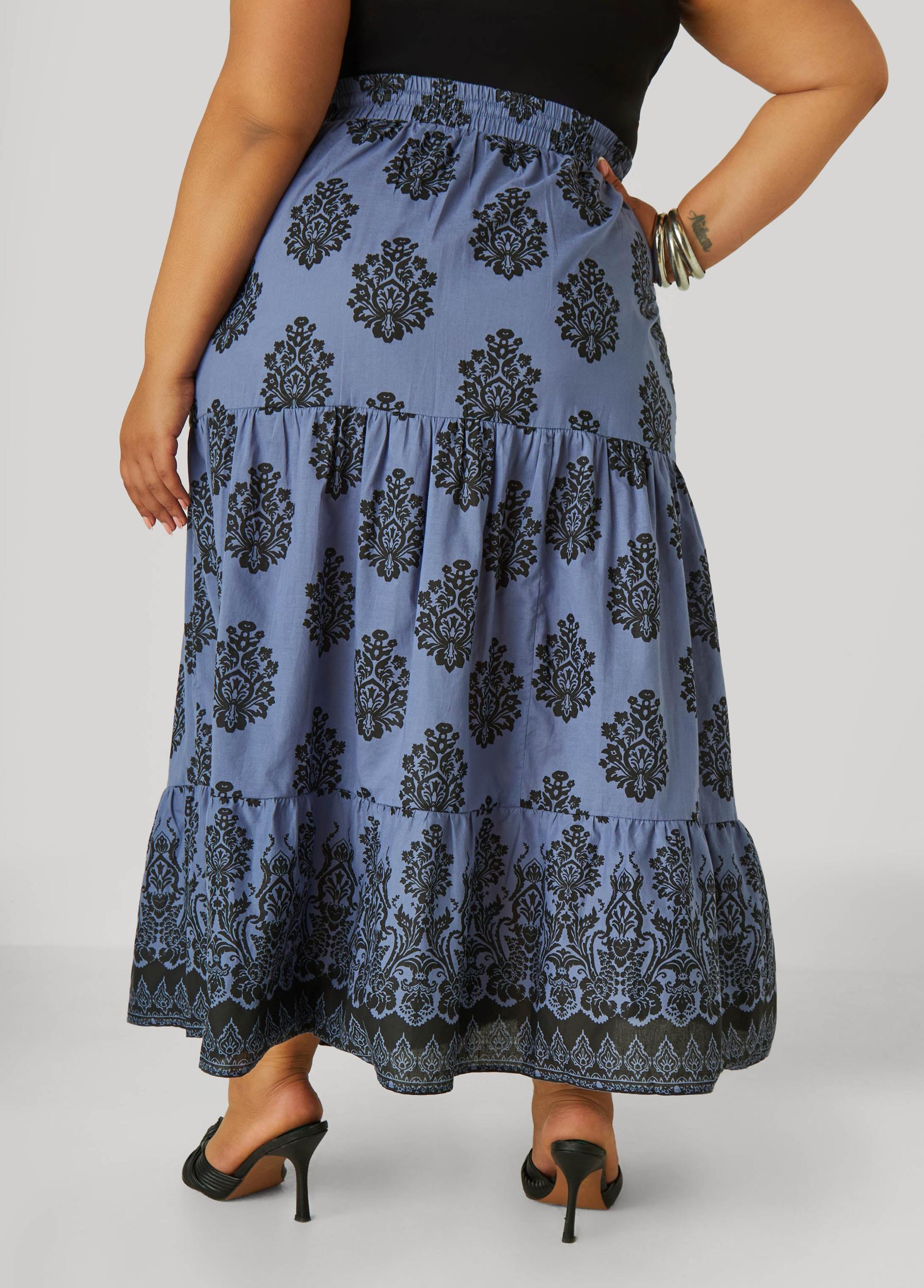 Plus Size Printed Cotton Maxi Skirt Ashley Stewart Product Image