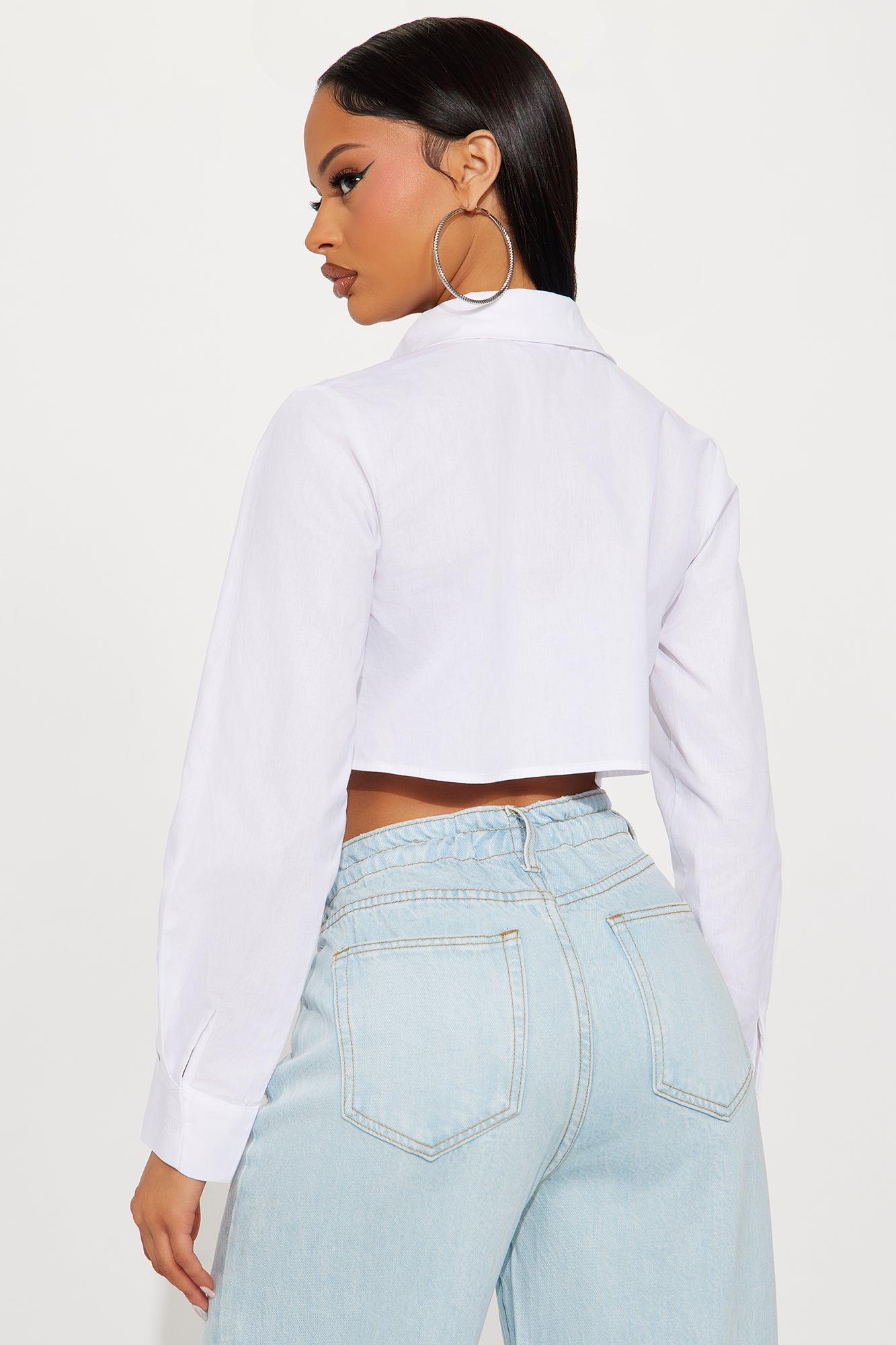 On My Way Cropped Poplin Shirt - White Female Product Image