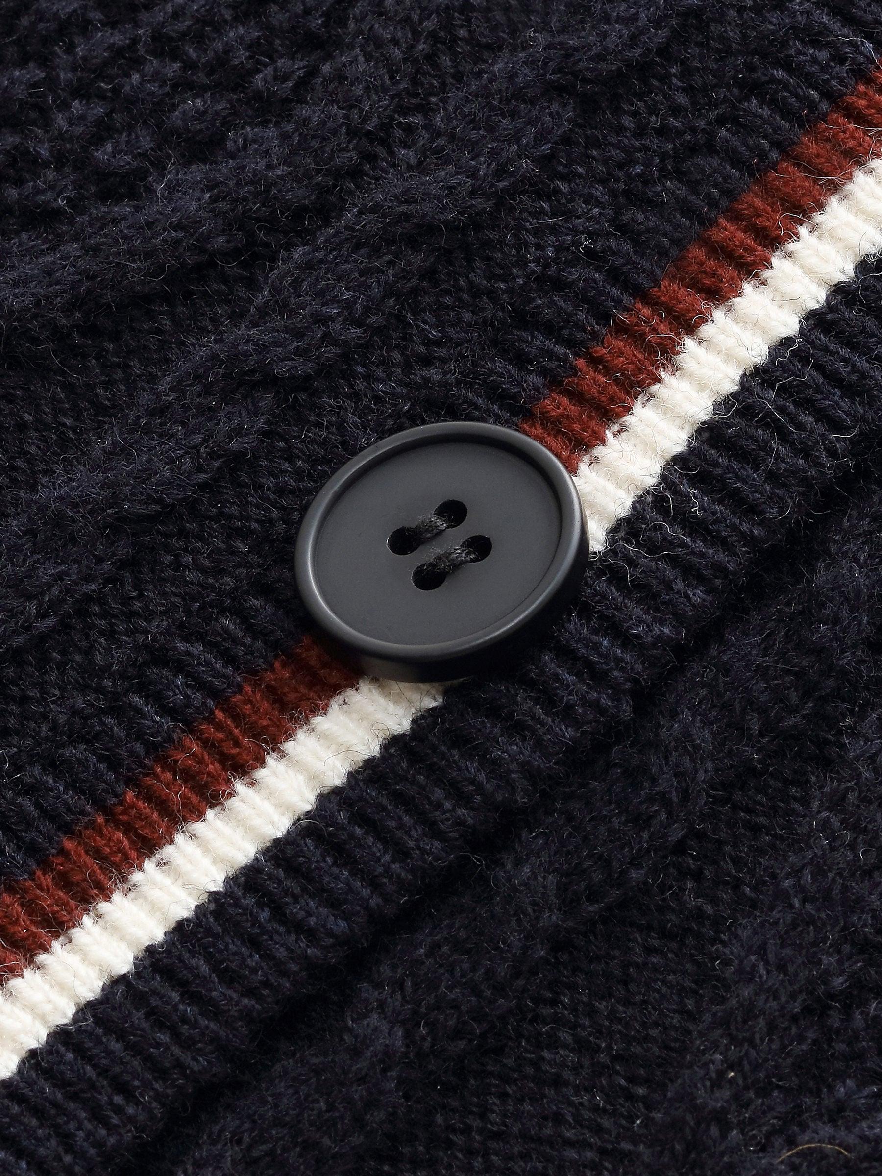 Wool Blend Contrast Trim Women Cardigan Product Image