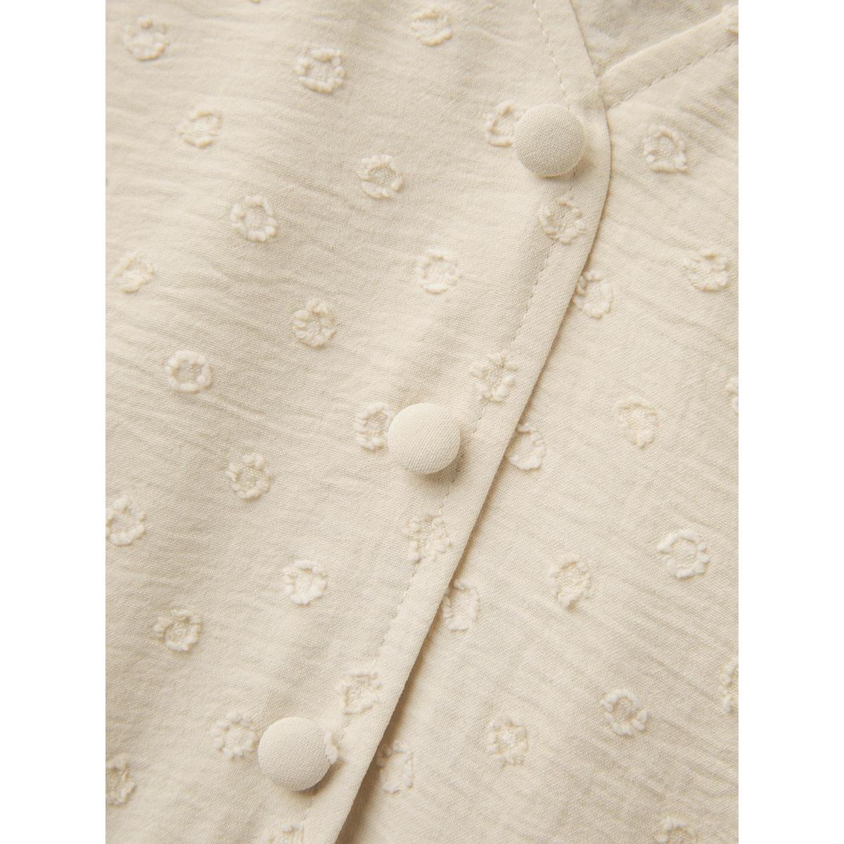 Plus Size Shoulder Pleats Textured Button Maxi Dress Apricot Women V-neck Short sleeve Curvy BloomChic 14-16/1X Product Image