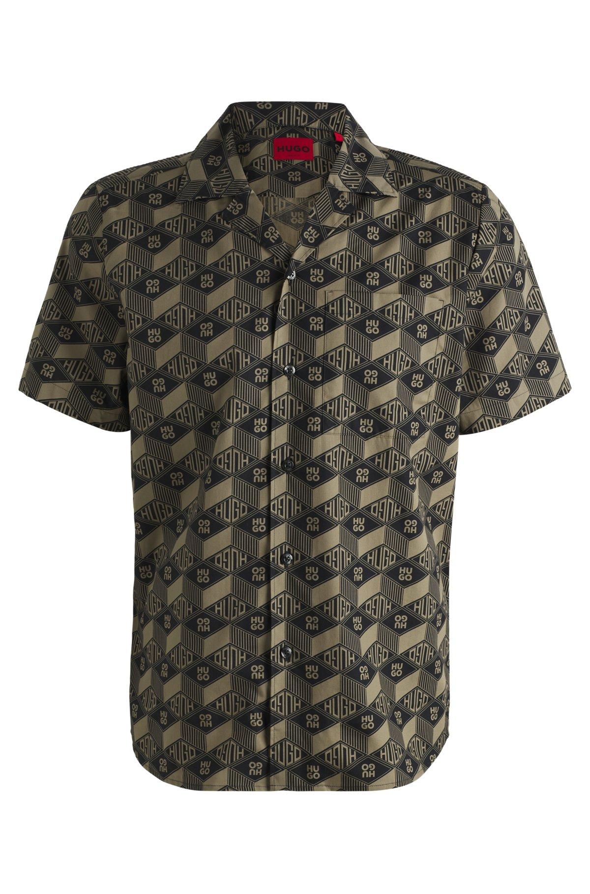 Relaxed-fit shirt in cotton with geometric-logo print Product Image