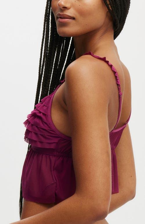 COTTON ON BODY Women's Rara Ruffle Longline Bralette in Boysenberry at Nordstrom, Size Large Product Image