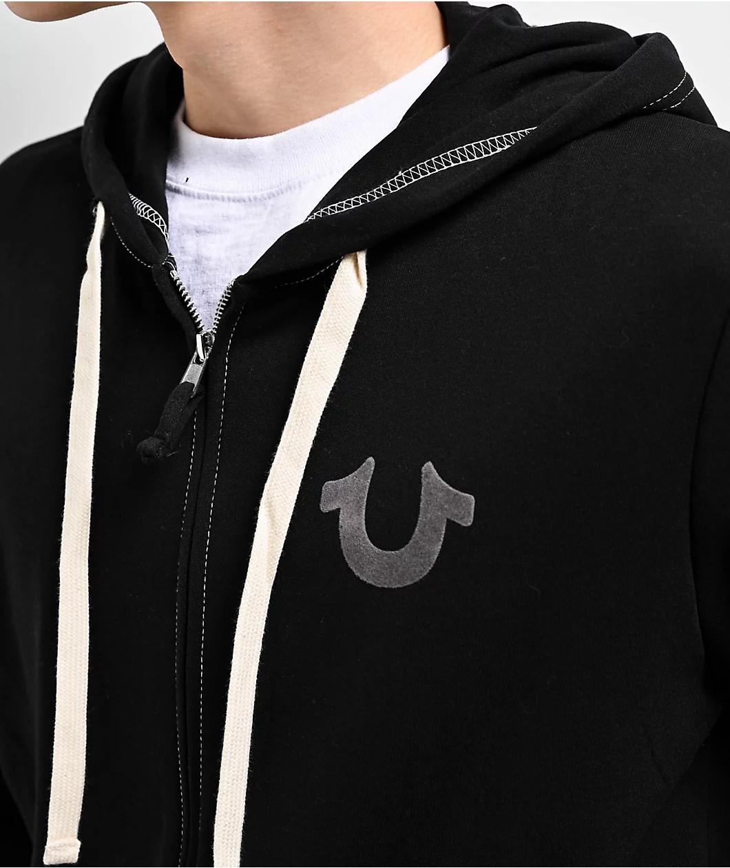 True Religion Classic Logo Black Zip Hoodie Product Image