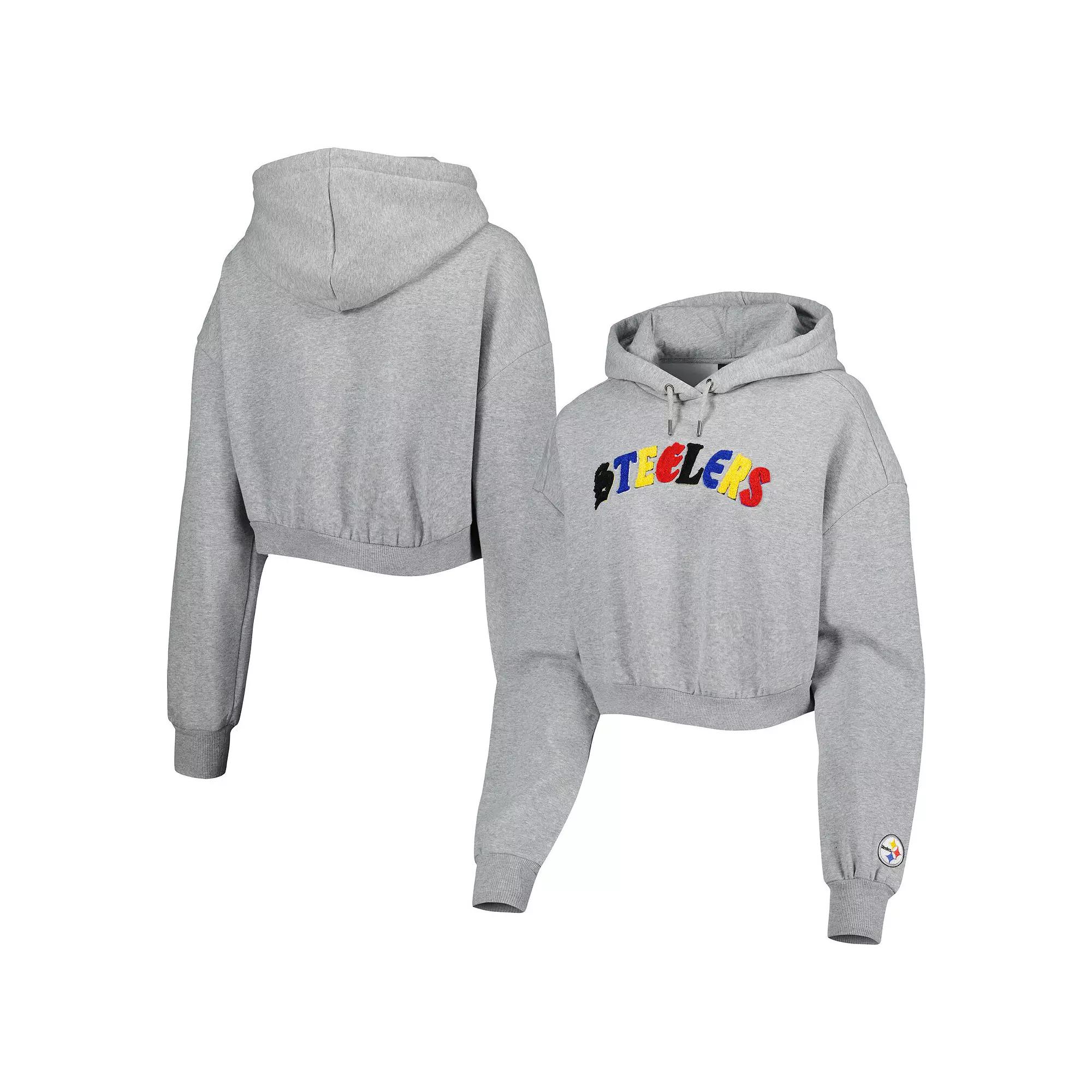 Women's The Wild Collective Gray Pittsburgh Steelers Cropped Pullover Hoodie,  Product Image
