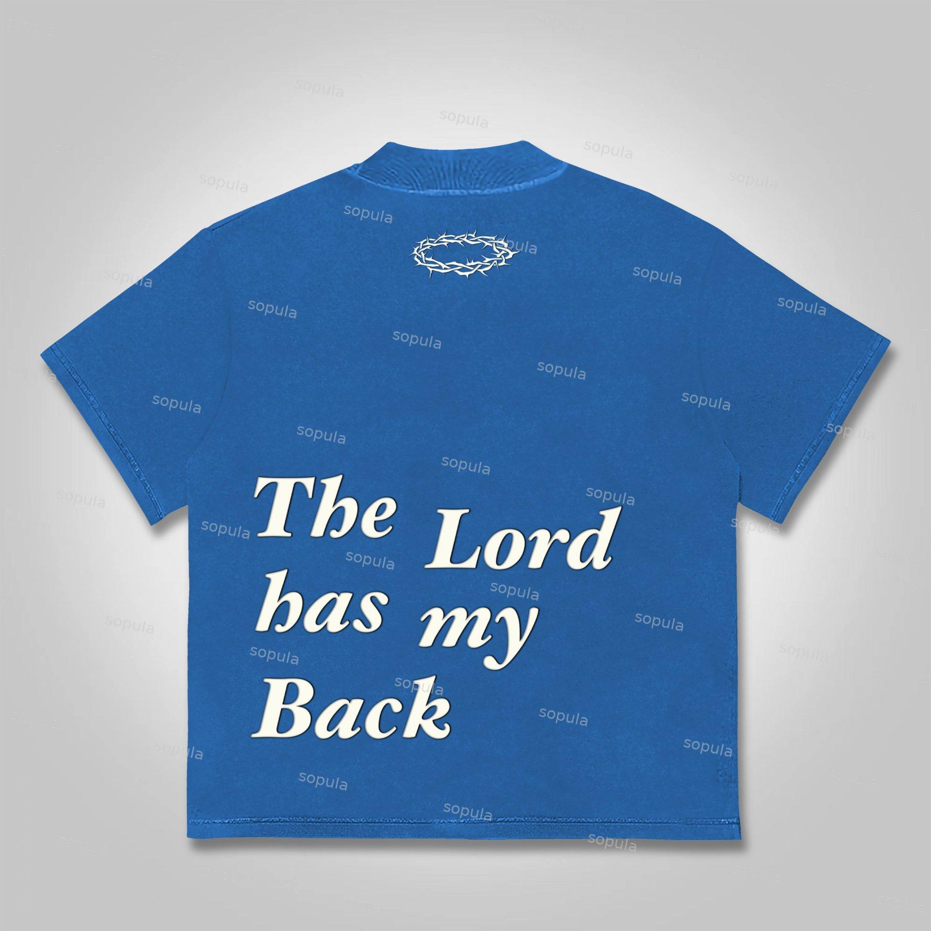 Sopula The Lord Has My Back Slogan Graphic Cotton T-Shirt Product Image