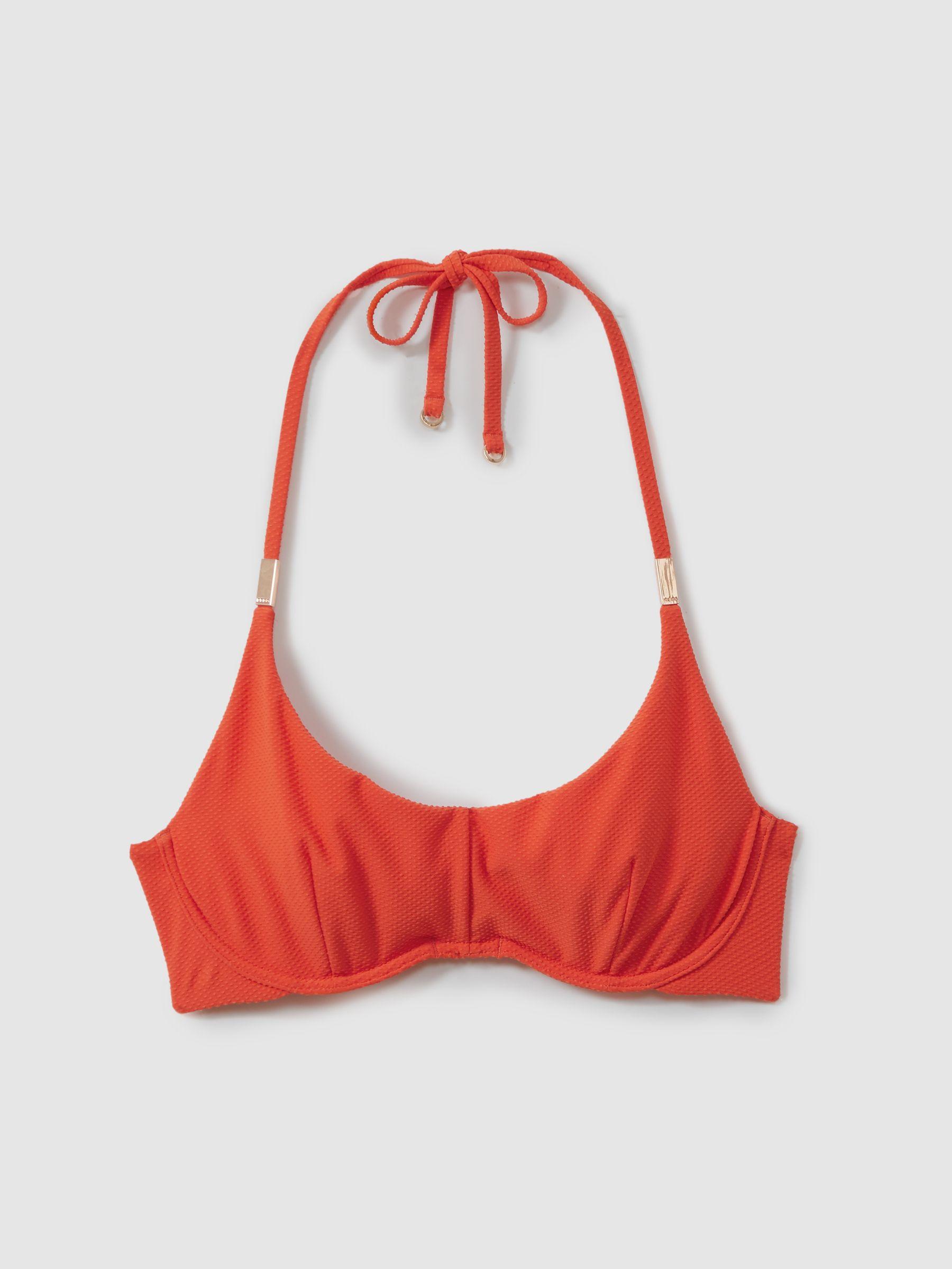 Textured Underwired Bikini Top in Orange Product Image
