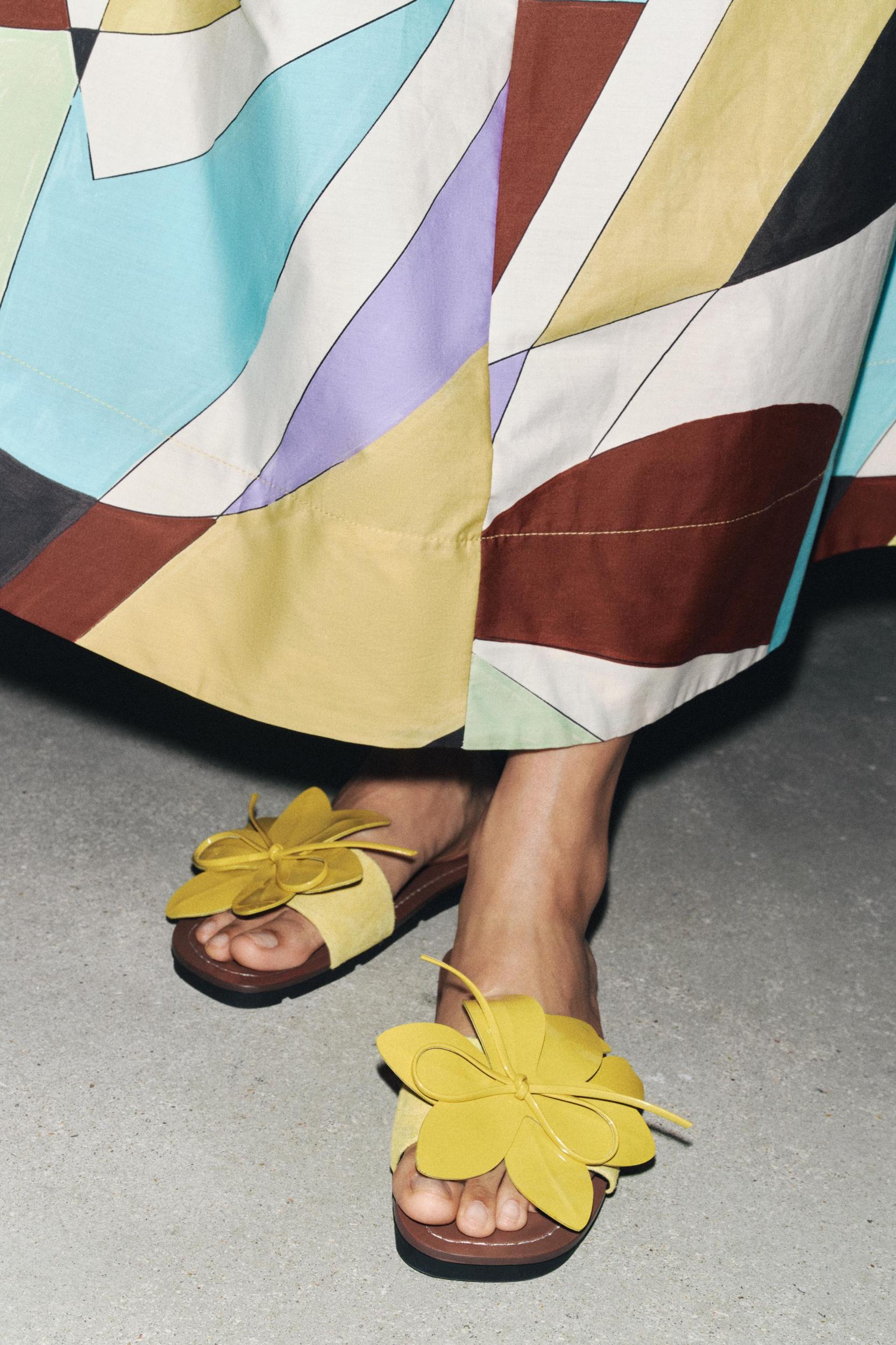 LEATHER FLORAL SANDALS Product Image