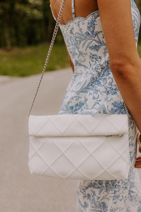 Posh Mode Faux Leather Clutch in Ivory Product Image