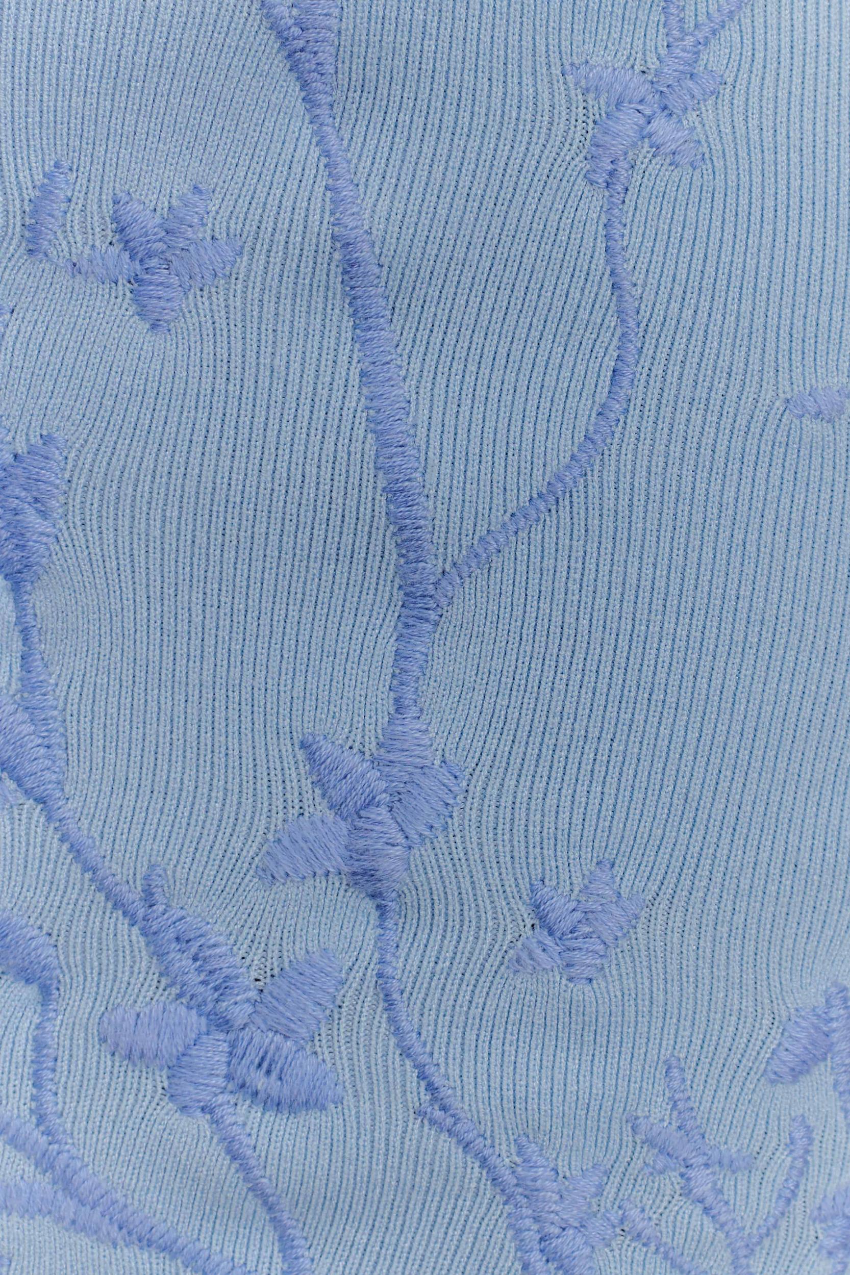 Mallory Off Shoulder Embroidered Knit Mini Dress - Ice Blue Product Image