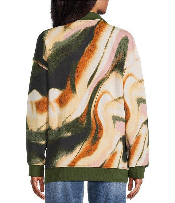 Westbound Black Umber Wavy Textured Long Sleeve Quarter Zip Pullover Product Image