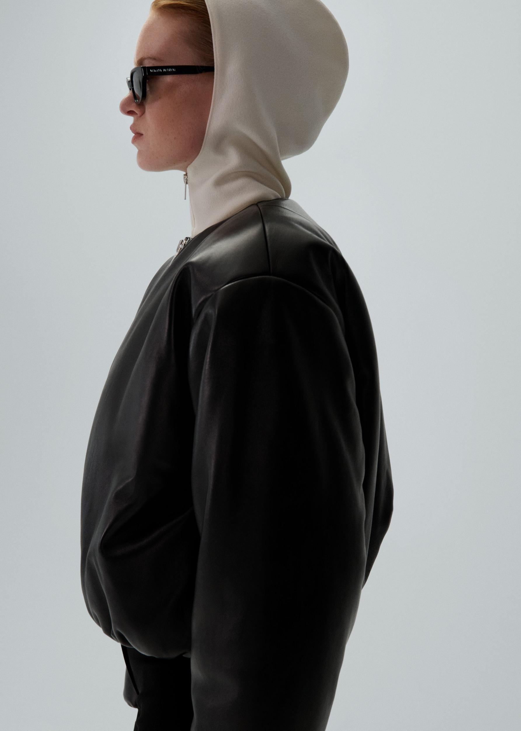 Half zip hoodie in cream Product Image