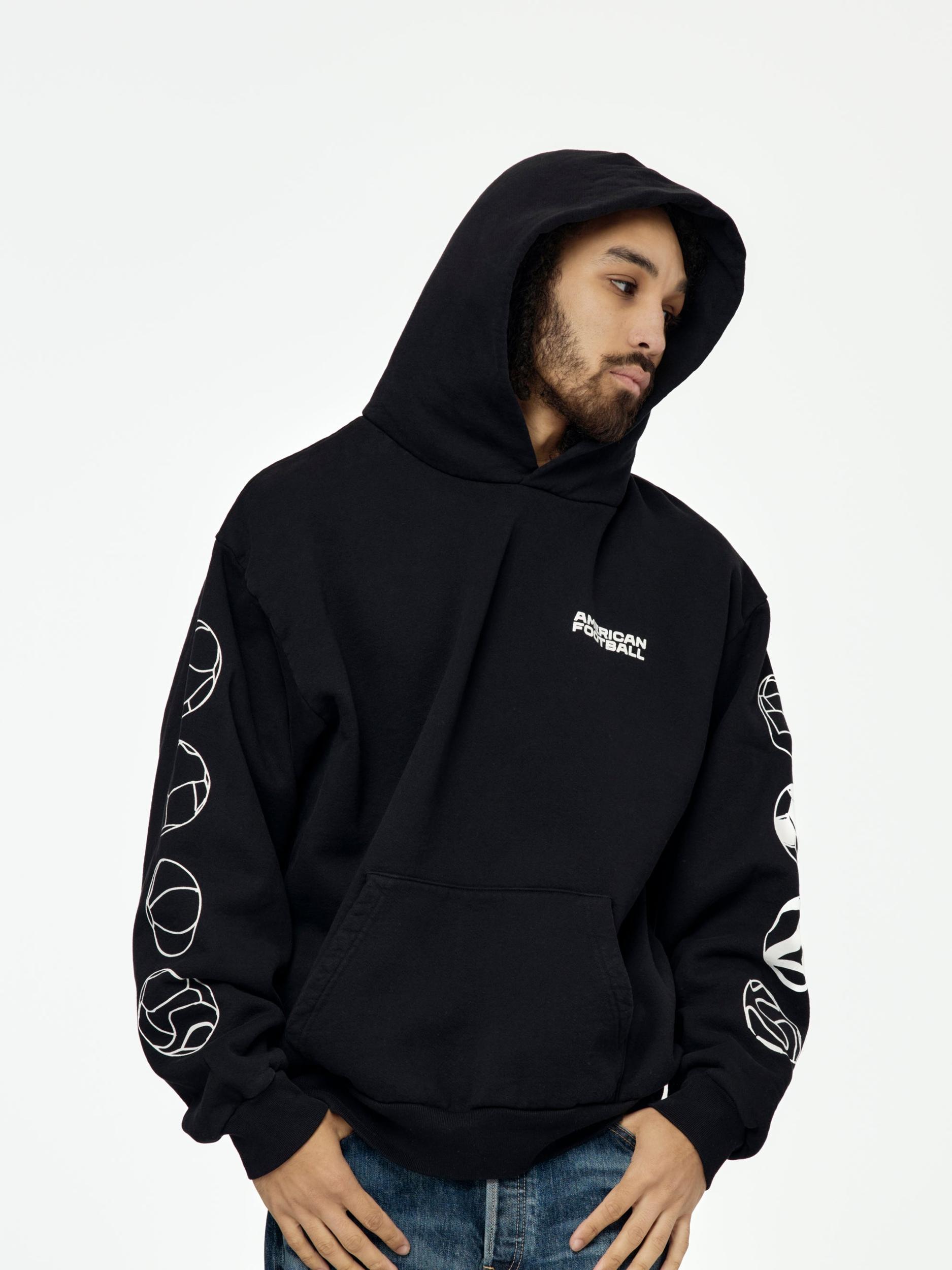 This is a Football Hoodie (Black) Product Image
