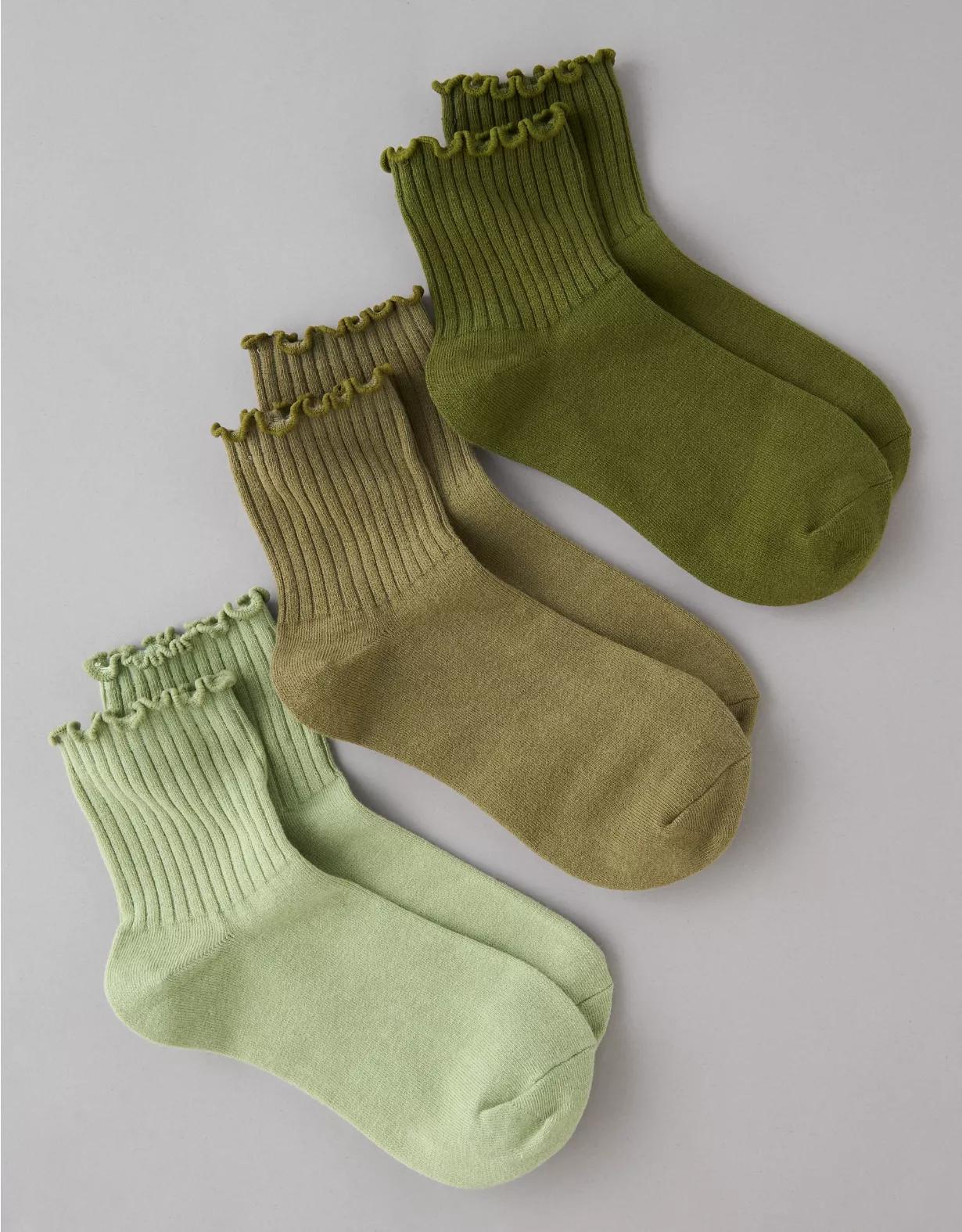AE Ruffle Boyfriend Socks 3-Pack Product Image
