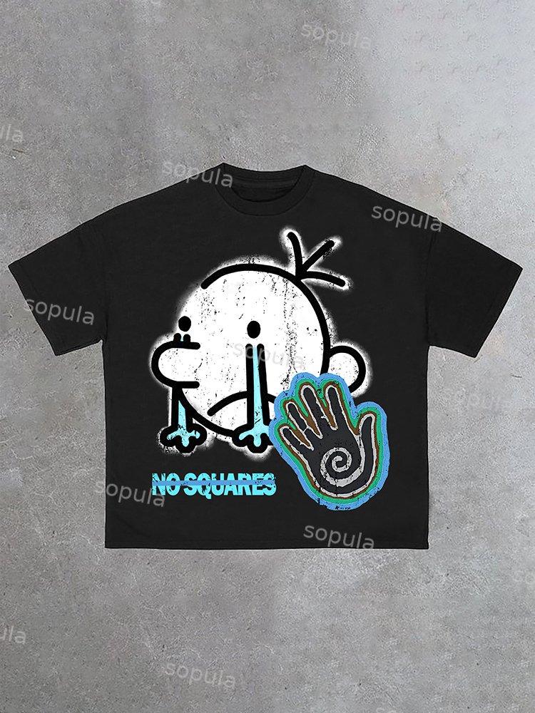 Sopula Men's No Squares Retro Street Graphic Cotton T-Shirt Product Image