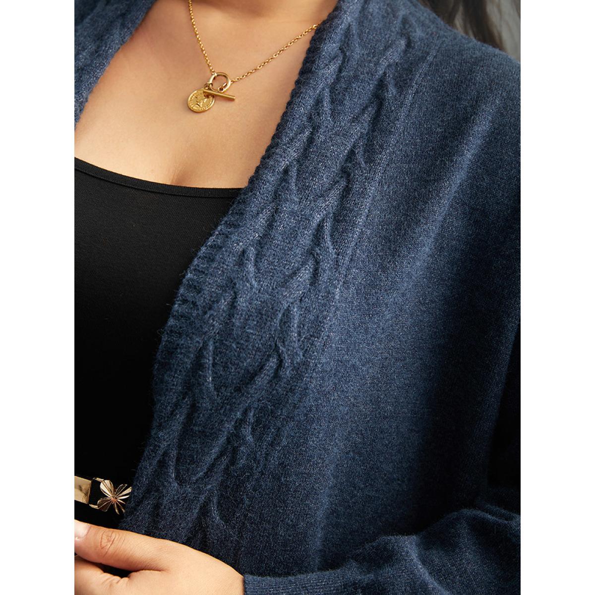 Plus Size Supersoft Essentials Solid Cable Knit Cardigan Midnight Women Casual Loose Long Sleeve Dailywear Cardigans BloomChic 12/L Product Image