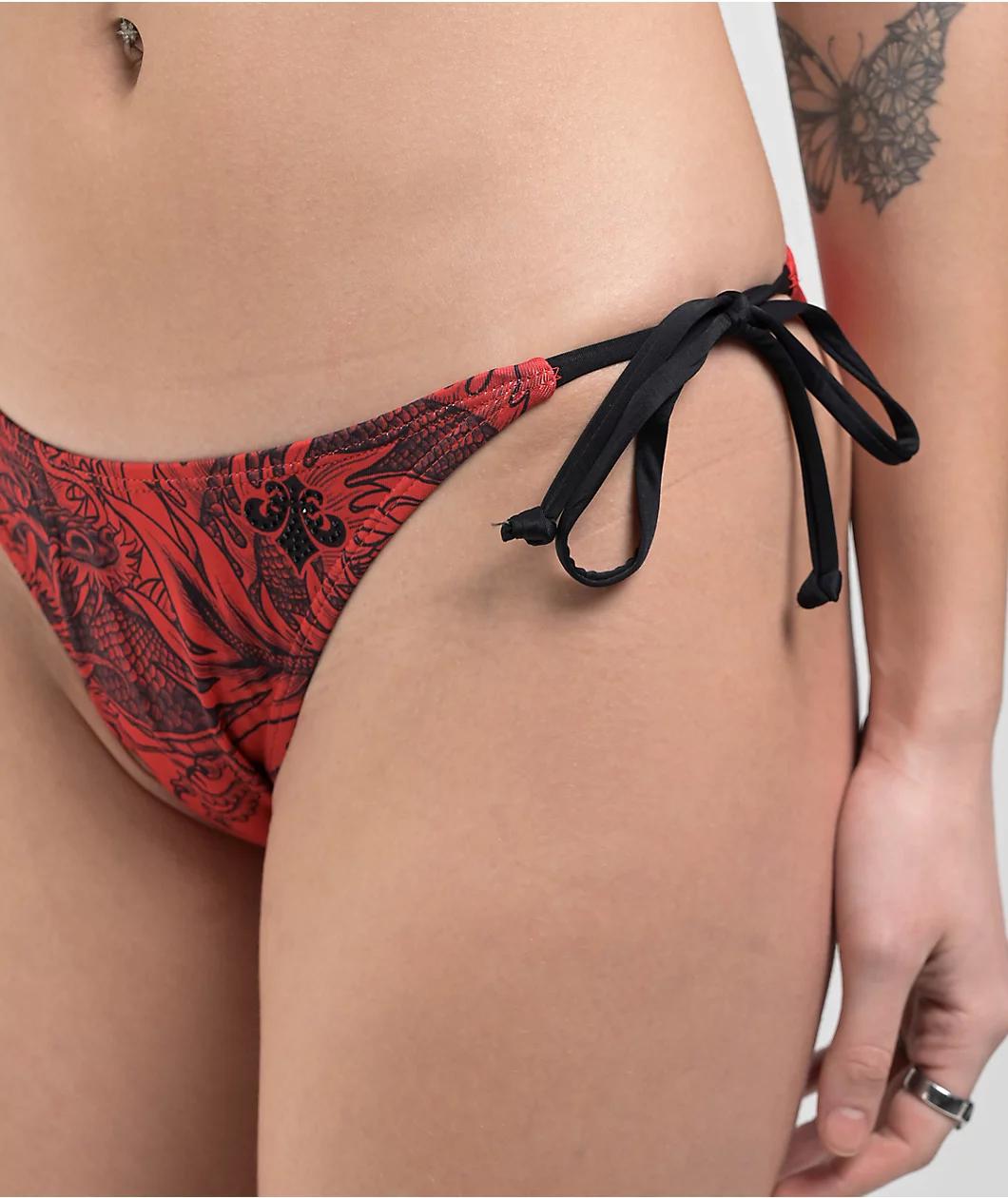 Affliction Flaming Dragon Red Bikini Bottom Product Image