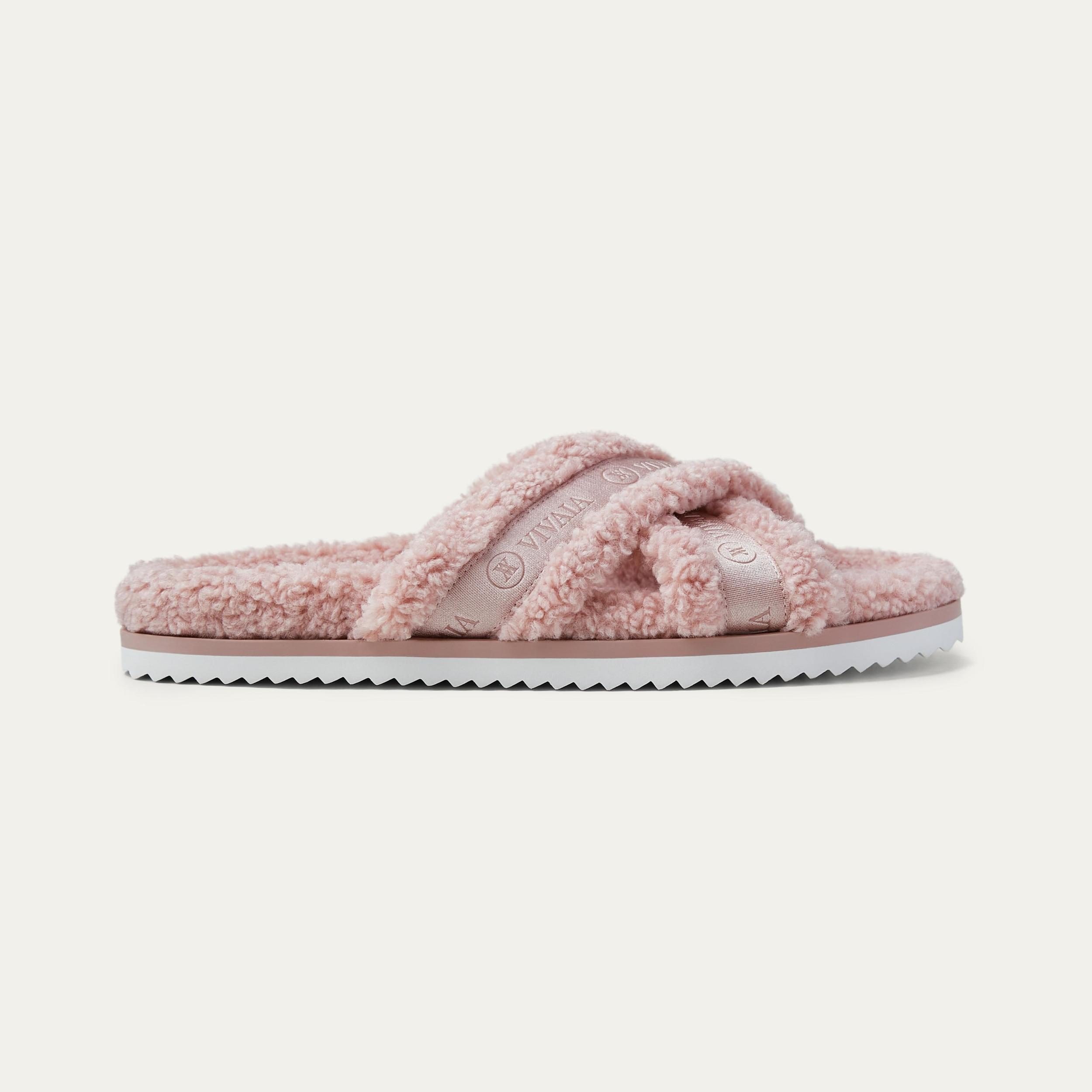 Furry Criss-Cross Strap Slippers (Hannah) Product Image