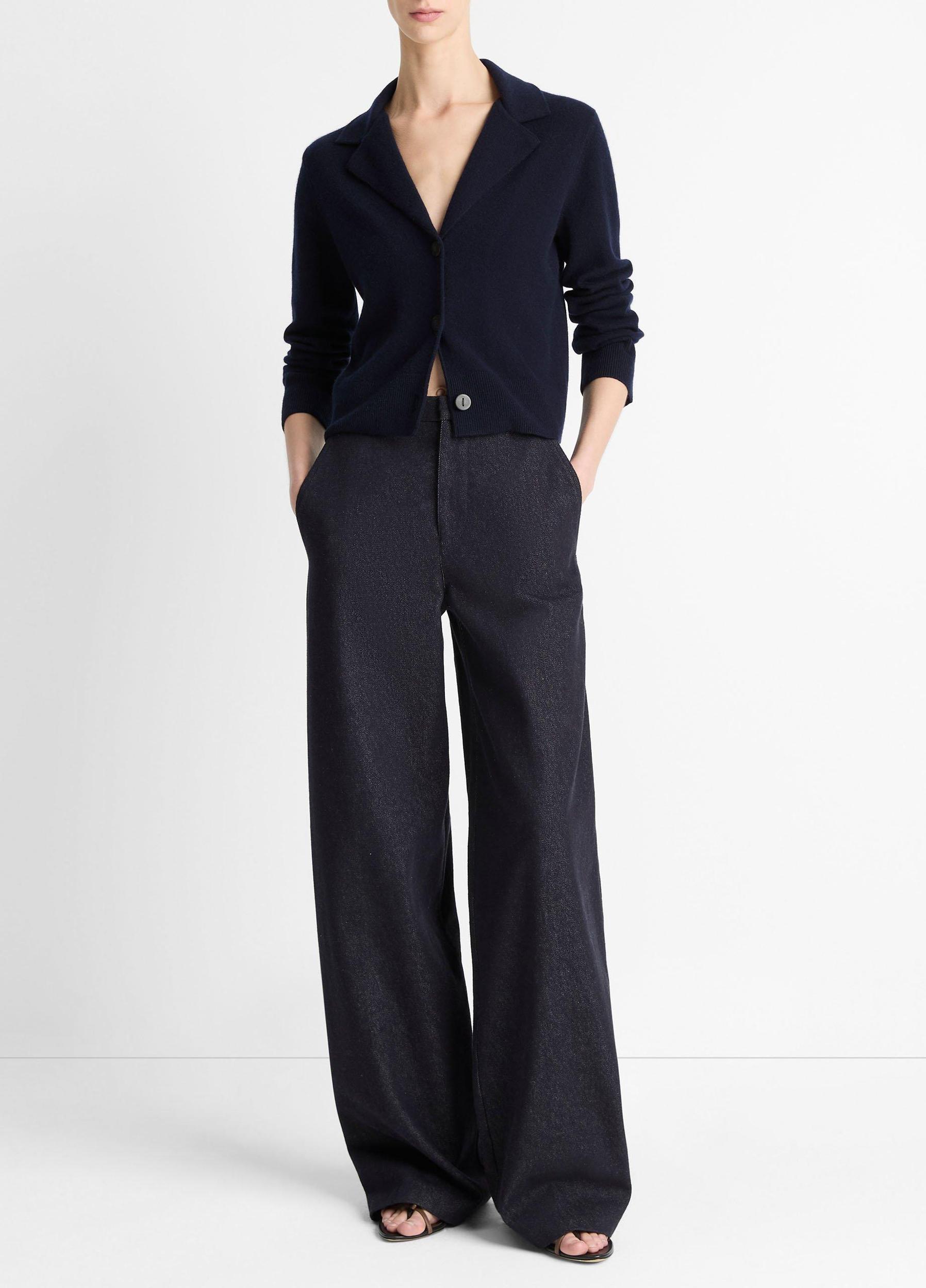 Wool & Cashmere-Blend Lapel Cardigan Product Image