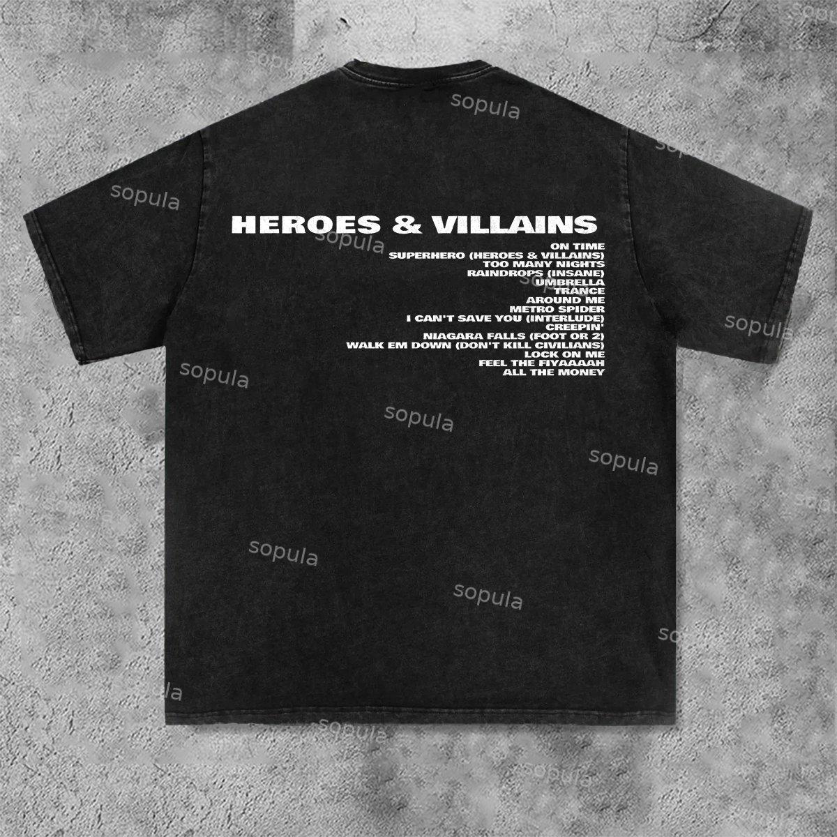 Retro Fashion Heartless Graphic Acid Washed Short Sleeve T-Shirt Product Image