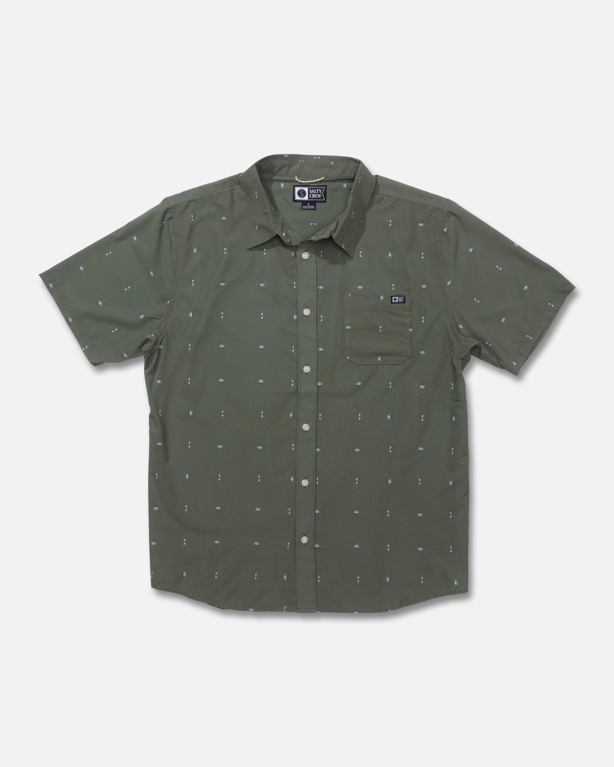 Breezer Perforated Button Up - Four Leaf Clover Male Product Image