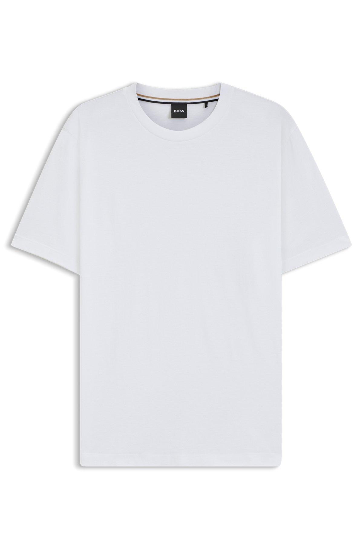 BOSS - Regular-fit T-shirt in cotton jersey with ribbed collar - White Product Image