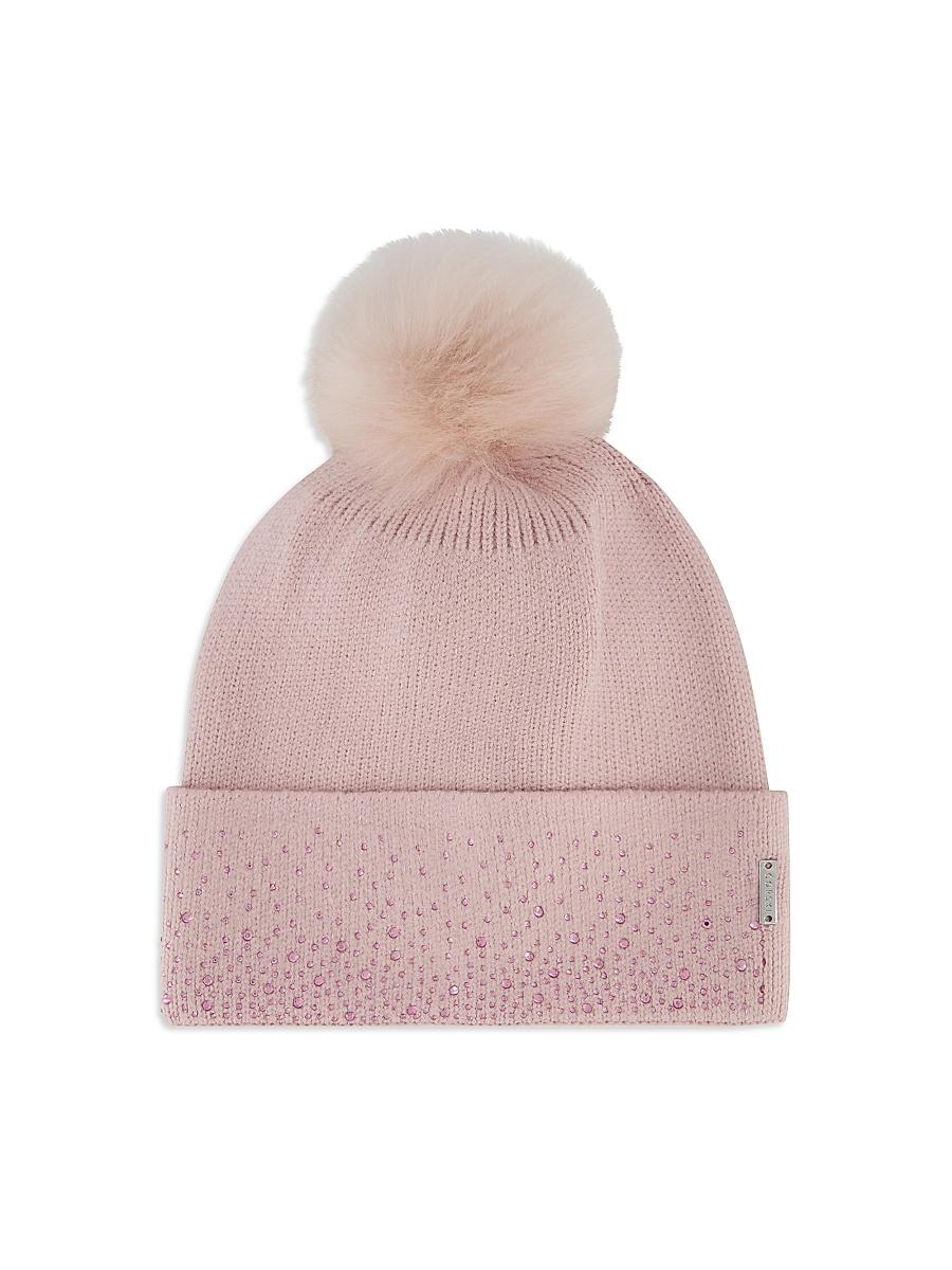 Womens Embellished Beanie with Toscana Lamb Pompom Product Image