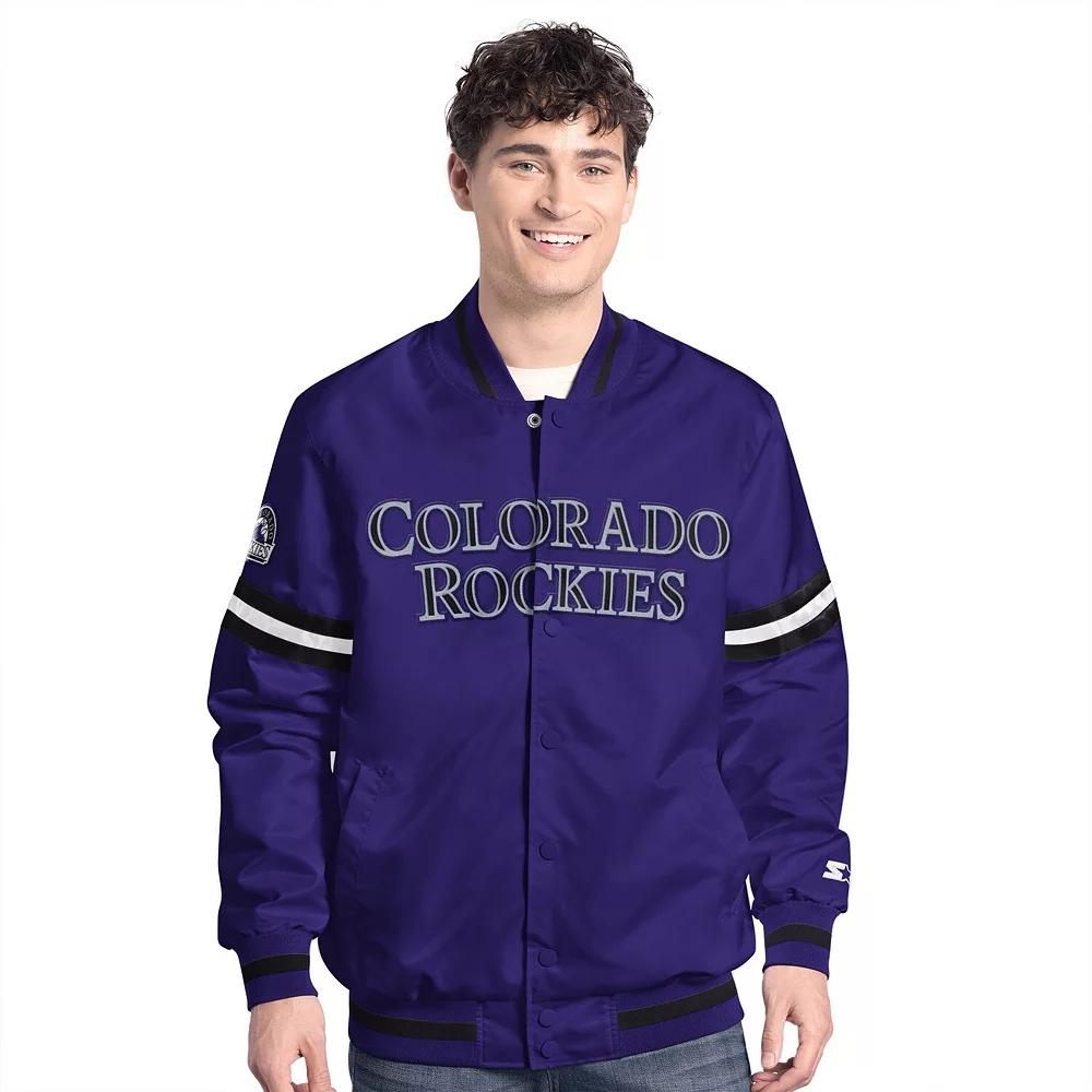 Men's Starter Blue/Black Orlando Magic Scout Full Snap Varsity Jacket,  Product Image