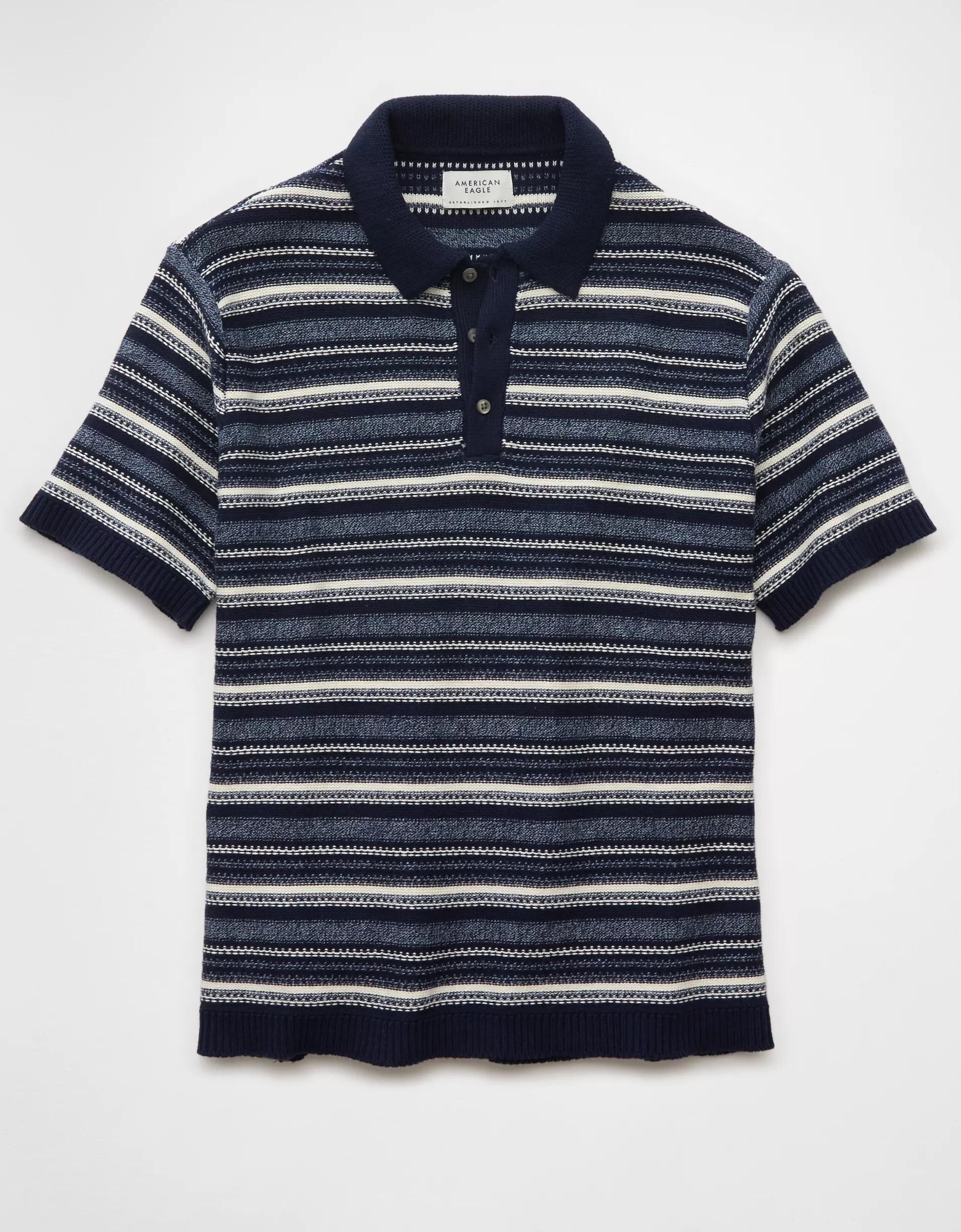 AE Weekend Striped Sweater Polo Shirt Product Image
