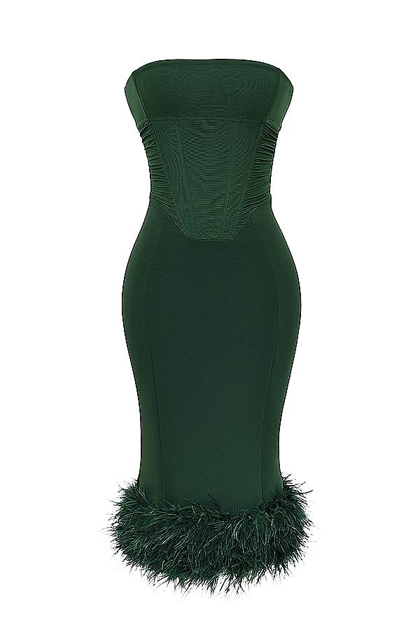 Fionula  emerald green strapless corset dress Product Image
