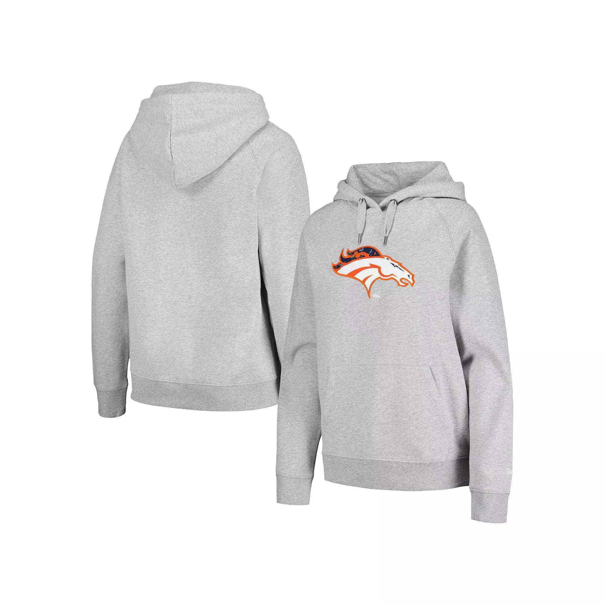 Women's New Era  Gray Denver Broncos Floral Raglan Pullover Hoodie, Size: XS, Grey Product Image