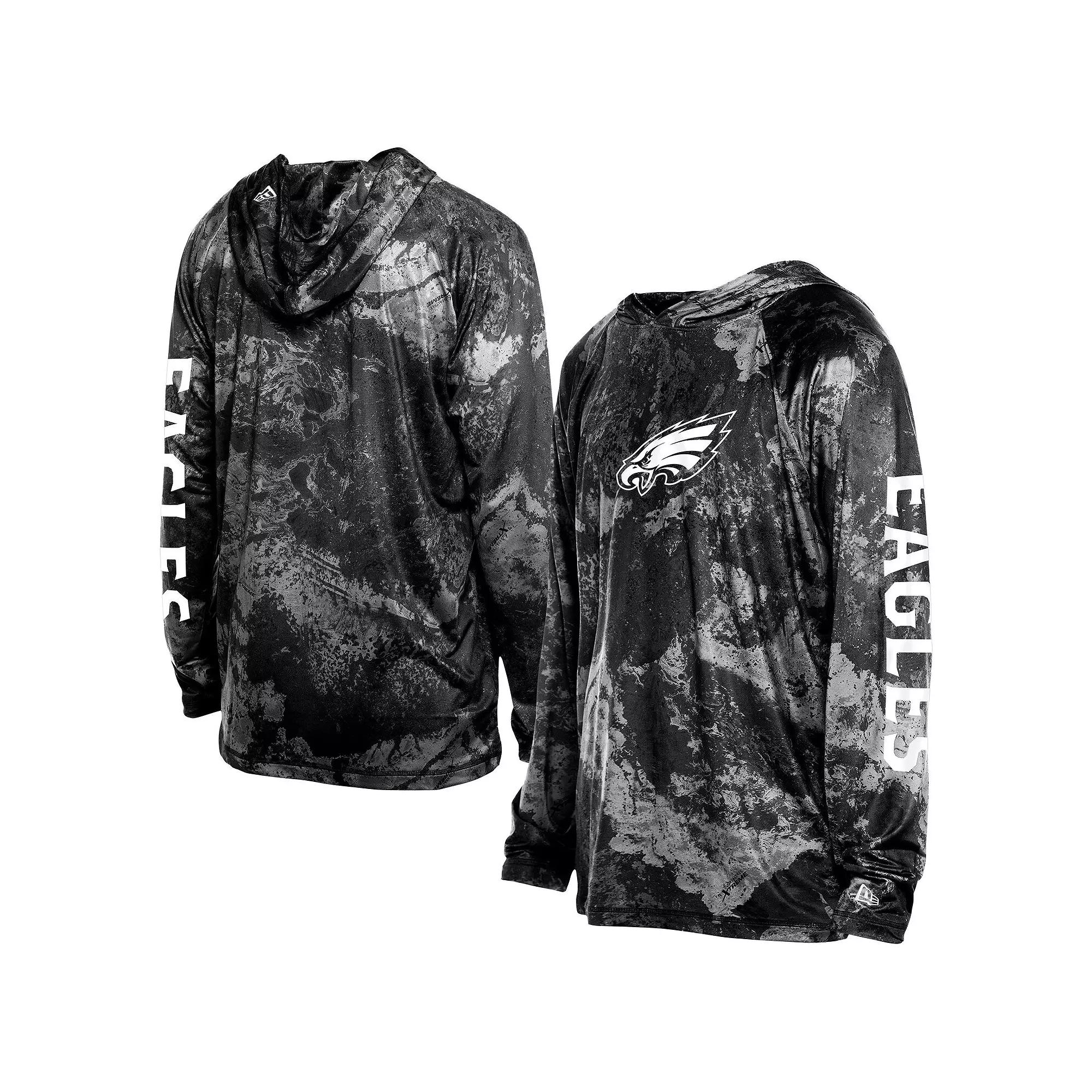 Men's New Era  Black Philadelphia Eagles RealTree Xtreme Camo Raglan Long Sleeve Hooded Top, Size: Small Product Image