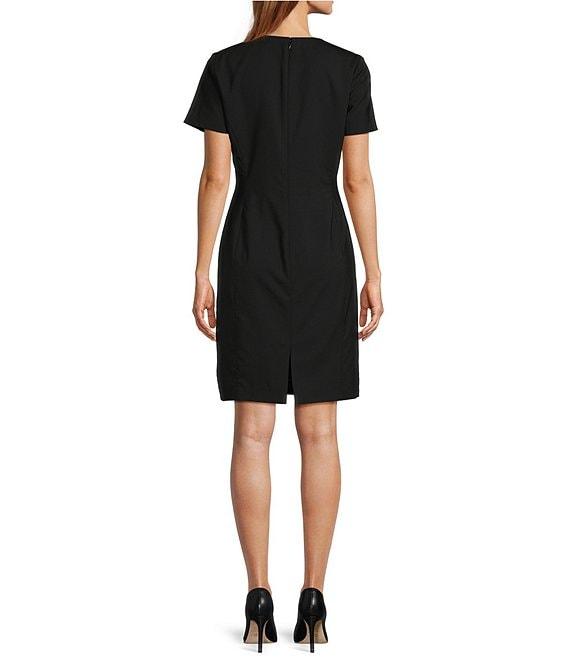 Antonio Melani Crissy Short Sleeve Crew Neck Stretch Woven Wool Blend Sheath Dress Product Image