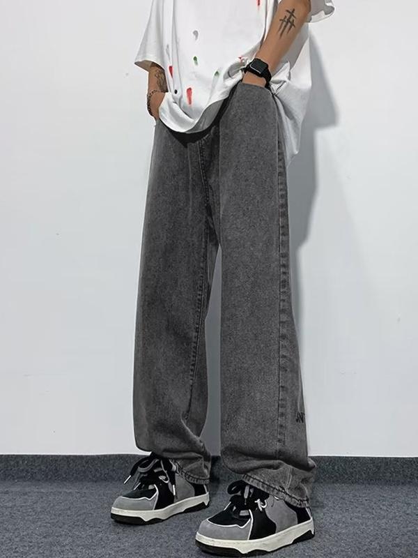 Men's All Match Mid Waist Straight Loose Jeans Product Image