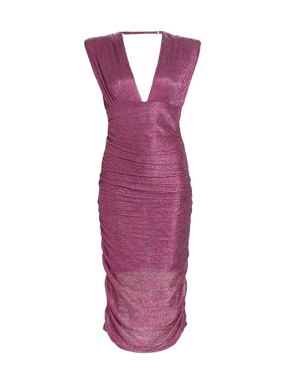 Womens Faye Metallic Plunge Midi-Dress Product Image