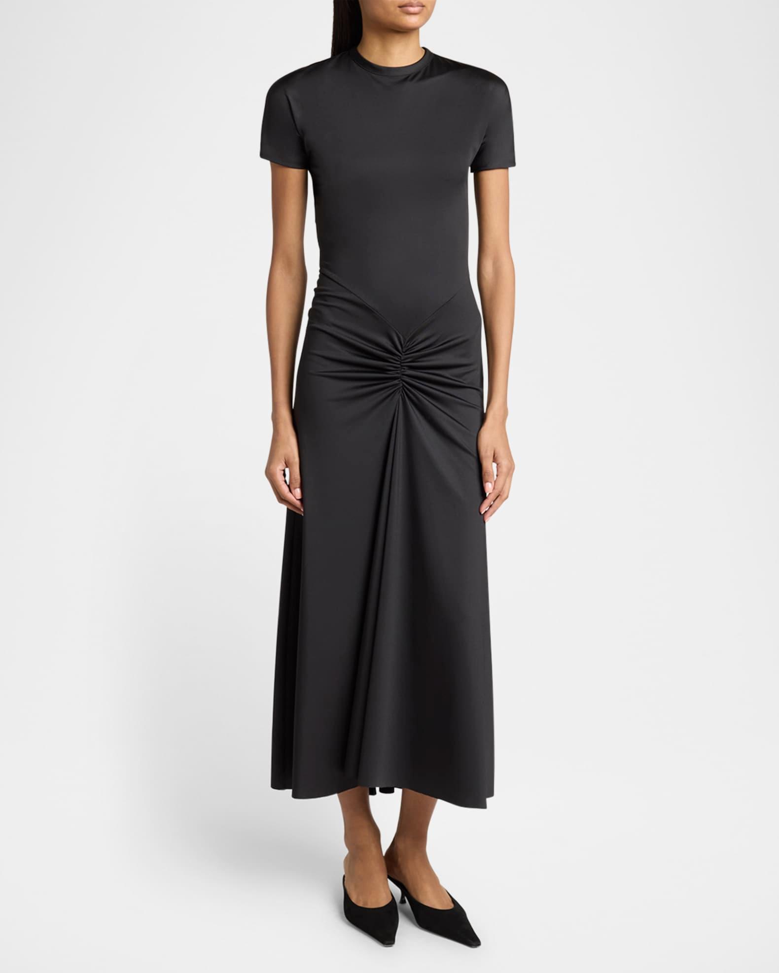 Gathered Drop-Waist Midi T-Shirt Dress Product Image