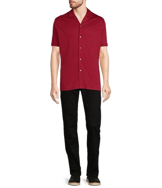 Murano Liquid Luxury Short Sleeve Knit Interlock Coatfront Shirt Product Image