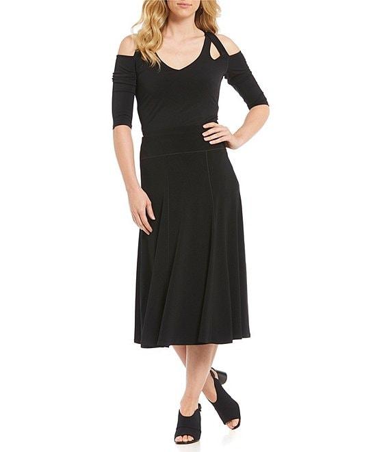 Eva Varro Knit Jersey A-Line Pull-On Midi Skirt Product Image