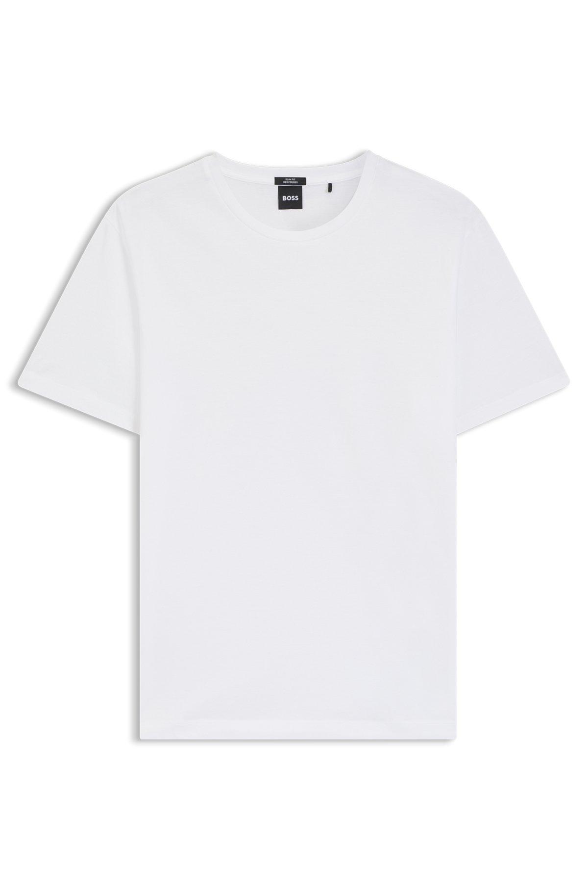 BOSS - Slim-fit long-sleeved polo shirt in mercerized cotton - White Product Image