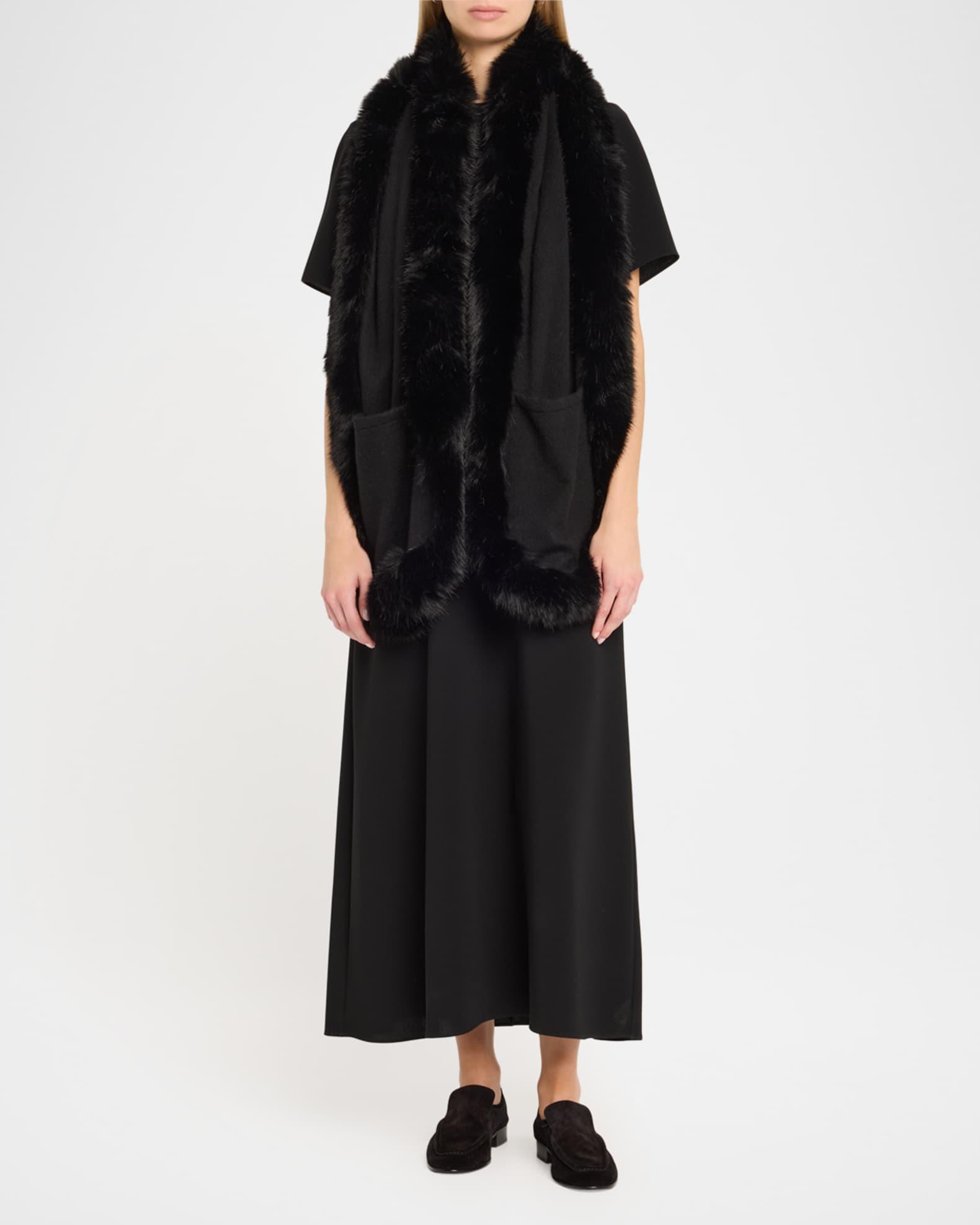 Cashmere Scarf W/ Faux Fur Trim Product Image