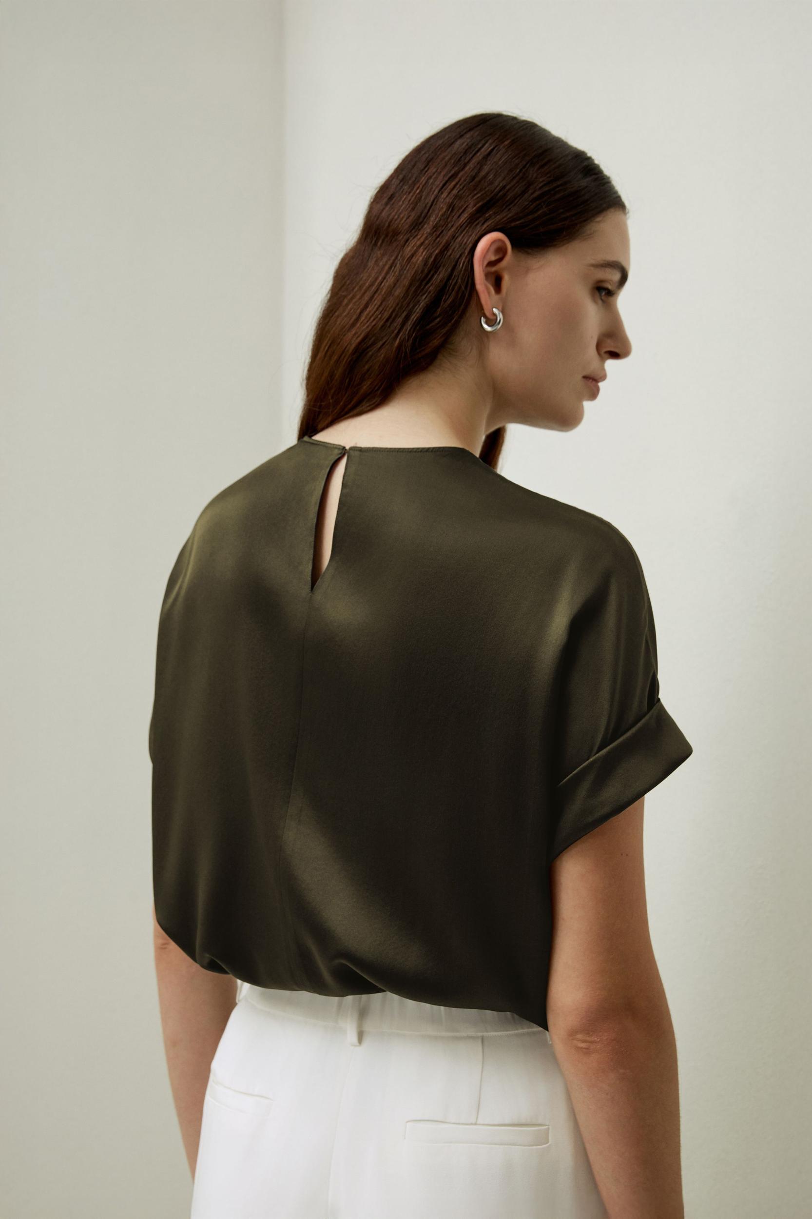 LILYSILK T Shirt Silk - Womens - Navy Blue 100 Silk - Organic Oversized Tops XS Product Image