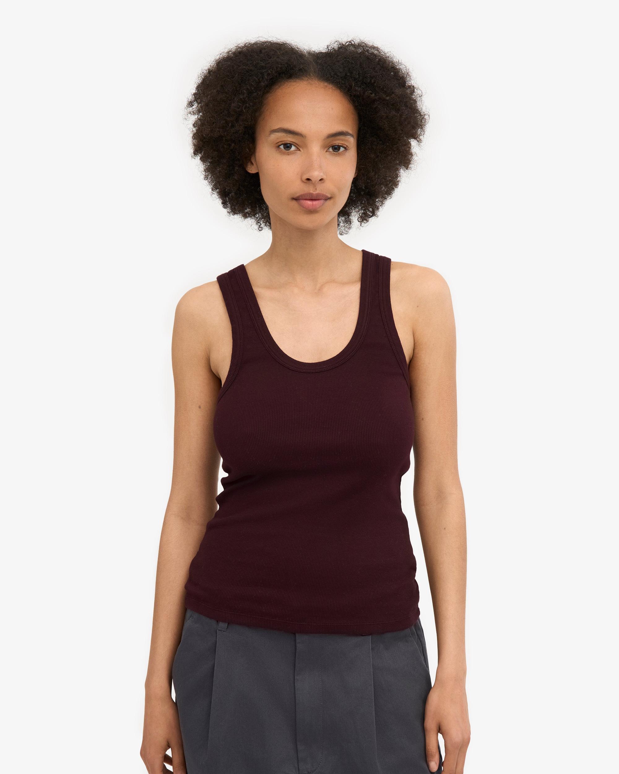 Women Organic Rib Tank Top - Coffee Brown Product Image